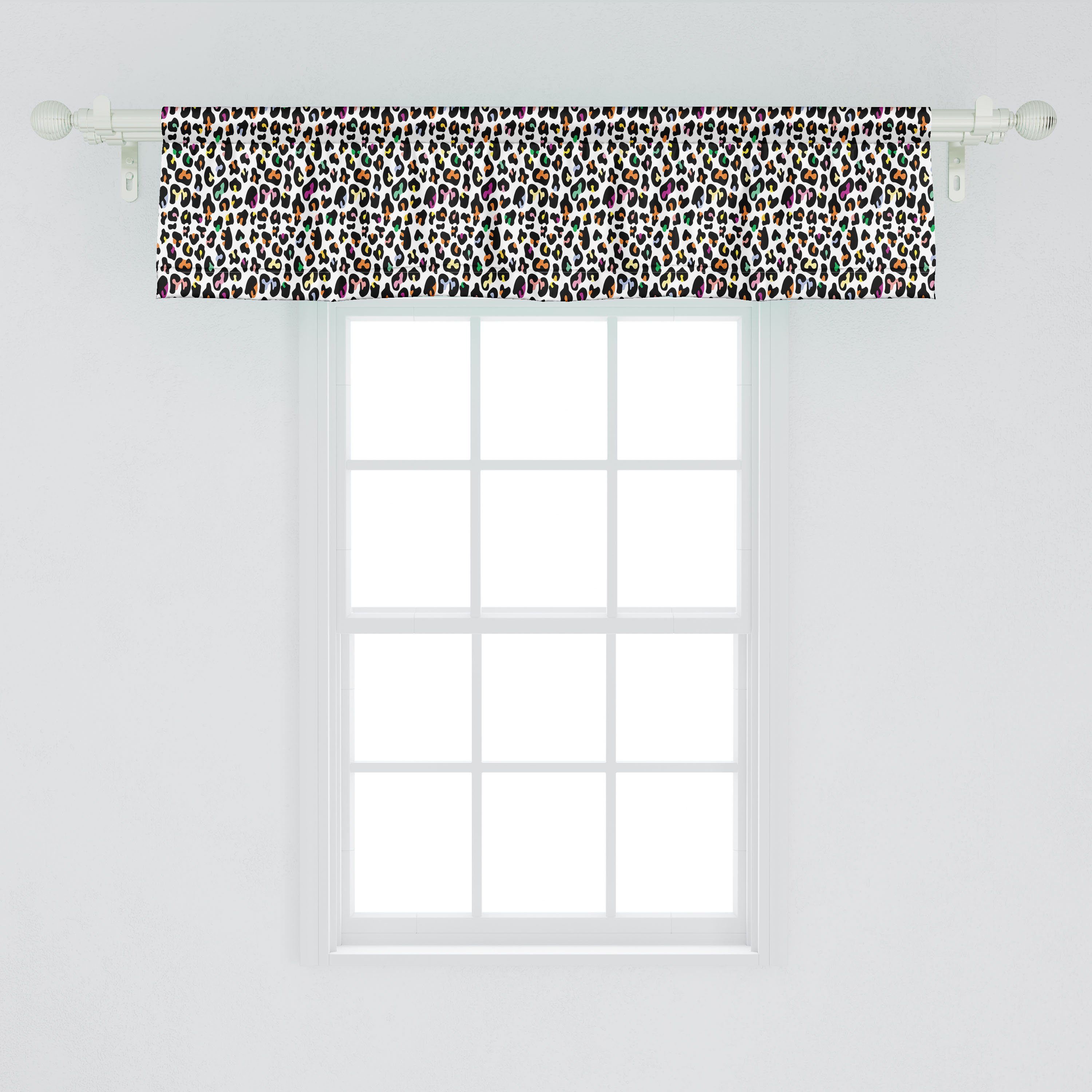 Scheibengardine Vorhang Volant für Katzenfell Abakuhaus, Modernisierten Schlafzimmer Leopard-Druck Dekor mit Küche Microfaser, Stangentasche