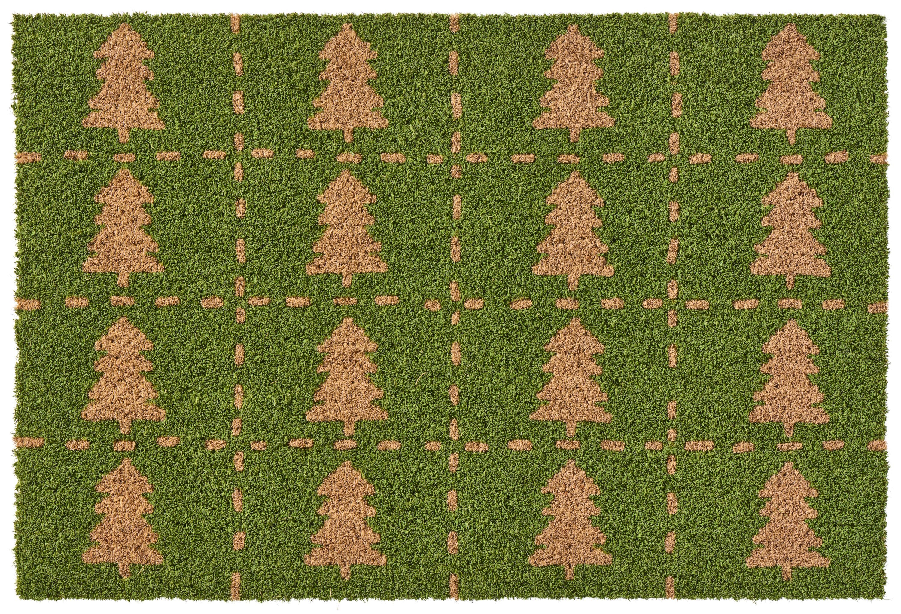 Ib Laursen Fußmatte Ib Laursen - Fußmatte Türmatte Kokos Tannenbäume Grün Weihnachtsdeko