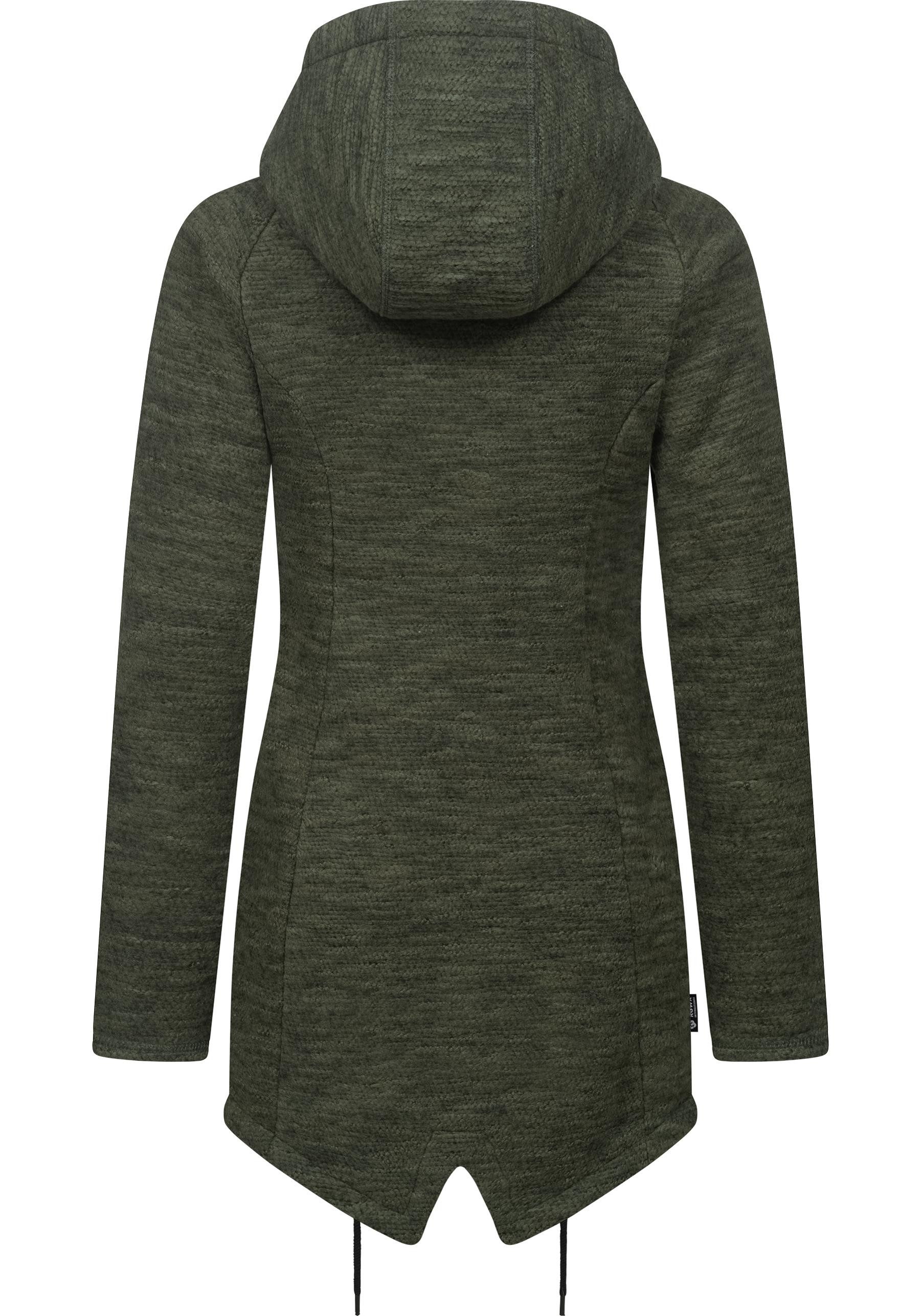 Ragwear Kapuzenstrickjacke Wingi Melange Sportliche Kapuzenjacke mit Teddy-Kunstfell
