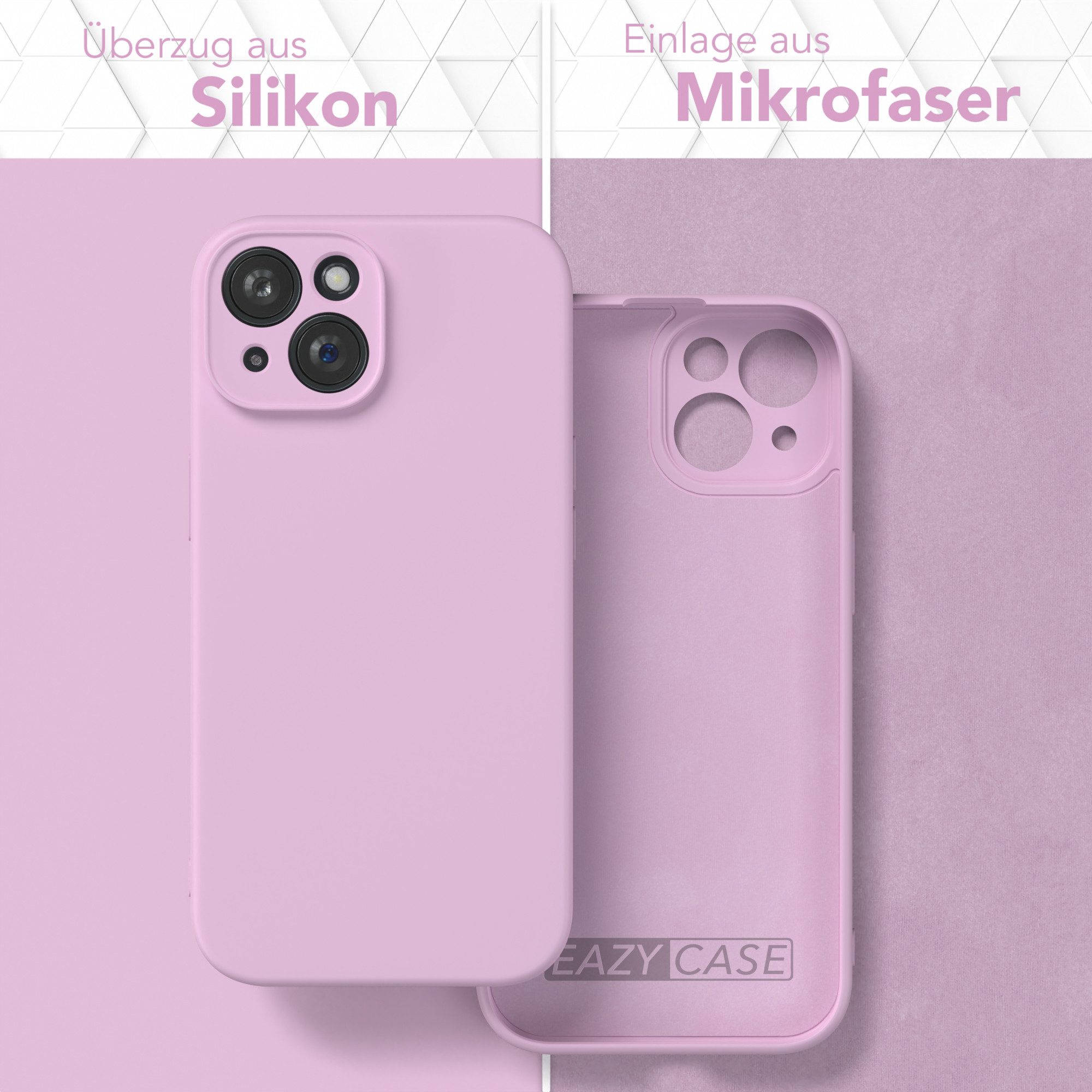 EAZY CASE Handyhülle für Apple iPhone 15 Hülle Silikon 6,1 Zoll, Hülle mit Kameraschutz Handycase Soft Smart Slimcover Lila / Flieder