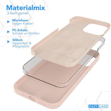 EAZY CASE Handyhülle Premium Silikon Case für Apple iPhone 14 Pro Max 6,7 Zoll, Hülle Bumper Case Slimcover mit Displayschutz Silikonhülle Rosa Braun