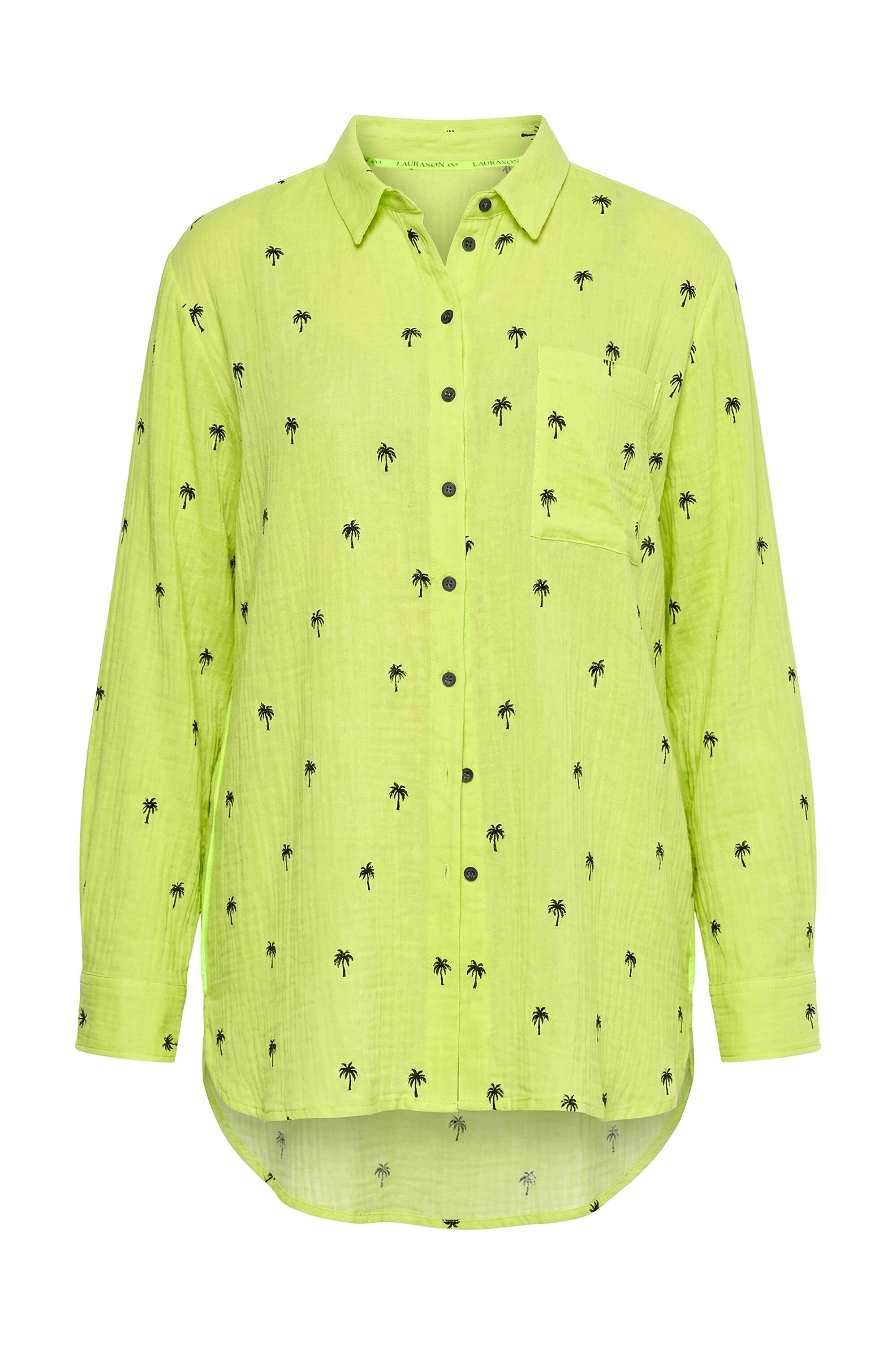 Hemdbluse Musselin-Longbluse Langarm Print