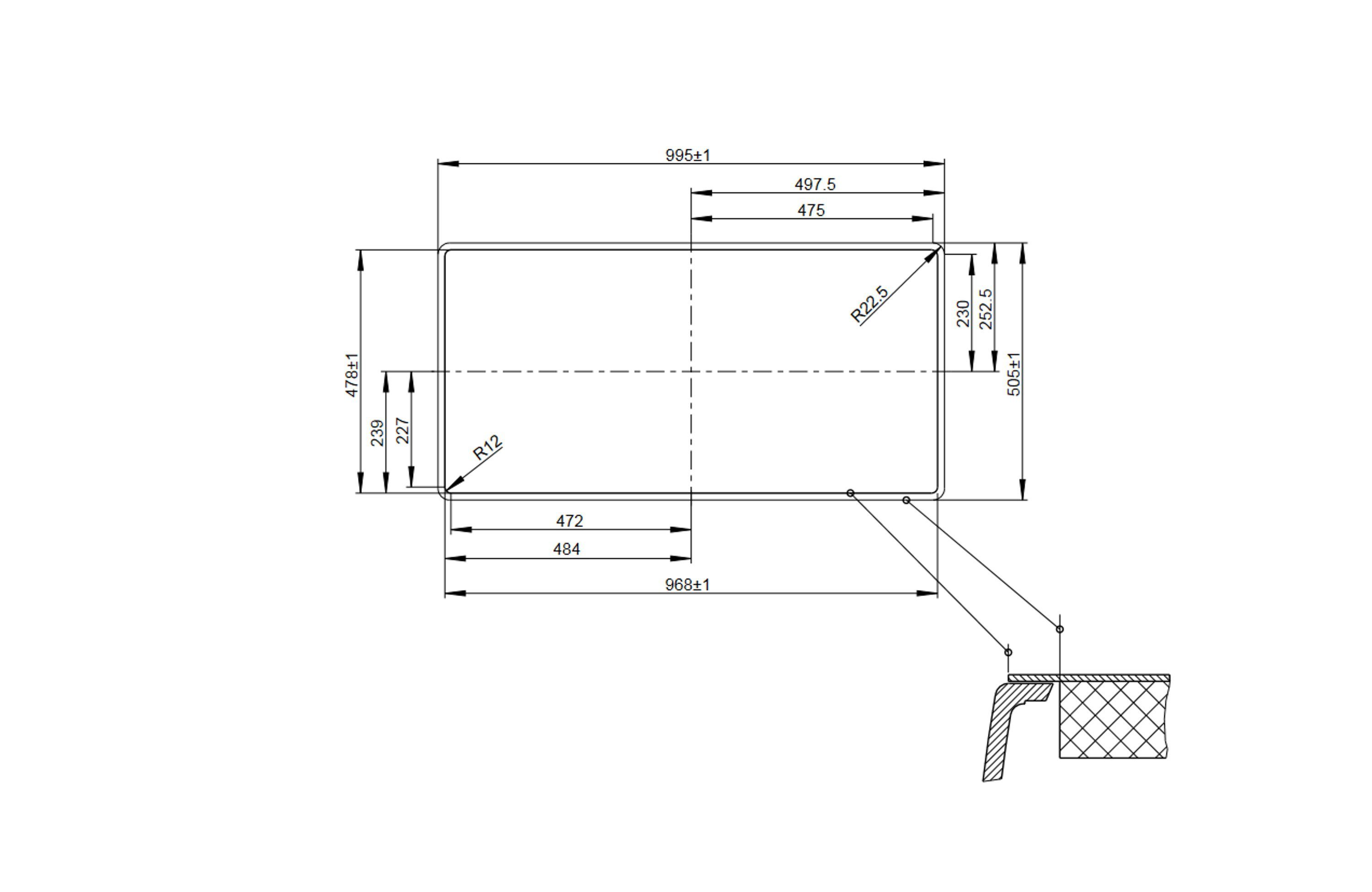 Küchenspüle Blanco Fließende rechteckig, Arbeitsabläufe 525 cm, 853, 99/19 ergonomische