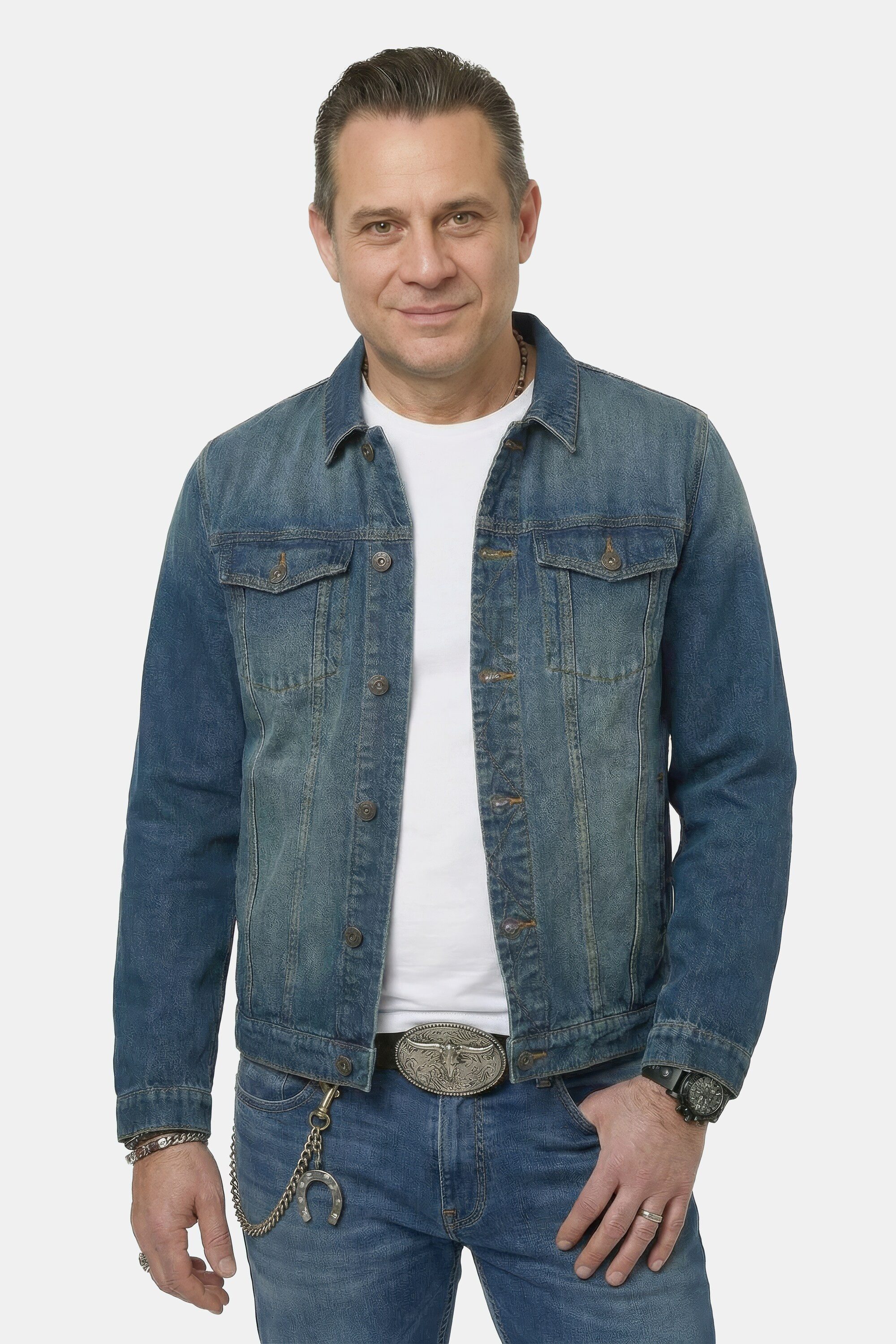 JP1880 Funktionsjacke Jeansjacke Brusttaschen Knopfleiste
