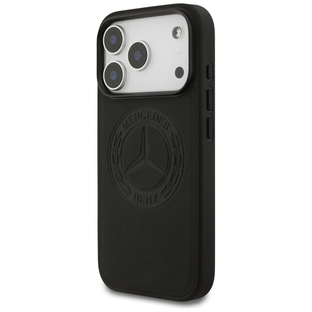 Mercedes Benz Handyhülle iPhone 17 Pro Echtleder schwarz Vintage Logo MagSafe 6,3 Zoll, Kantenschutz – Bild 2 von 5