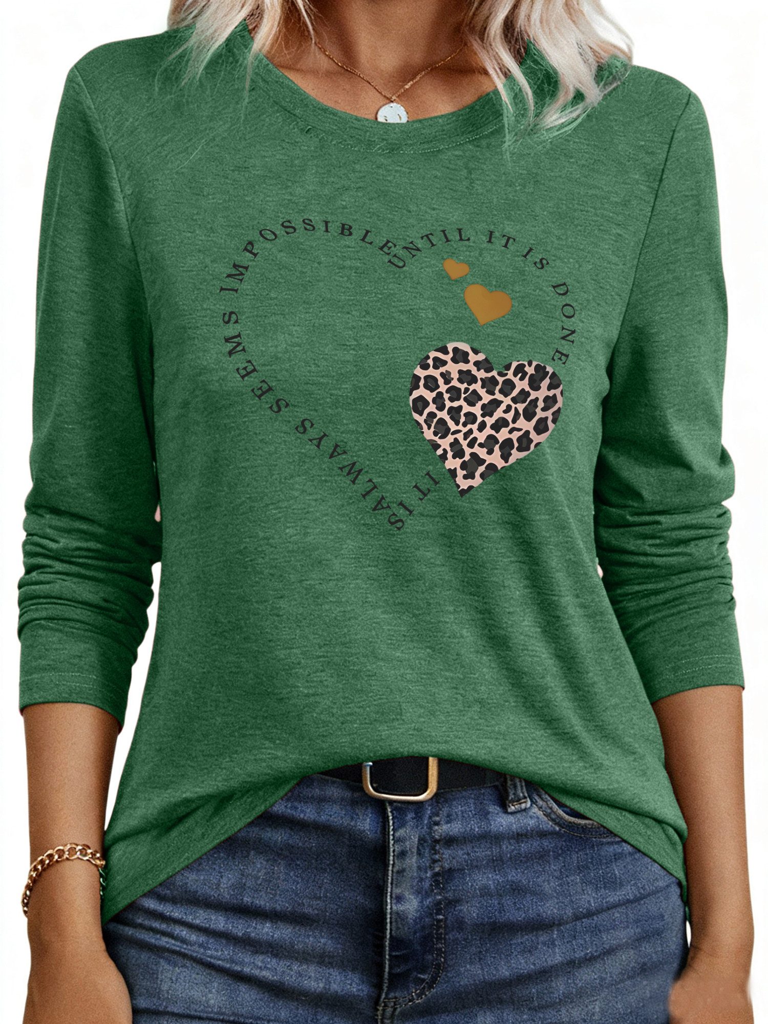 PYLIKE Longsleeve Shirts Damen Casual Animal Print bequemes Langarmshirt Ge günstig online kaufen