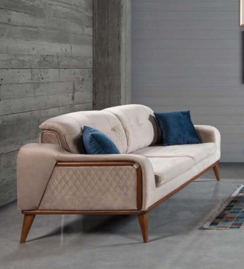 JVmoebel Sofa Beige Couch Wohnzimmer Dreisitzer Sitzpolster Couch, Made in Europe