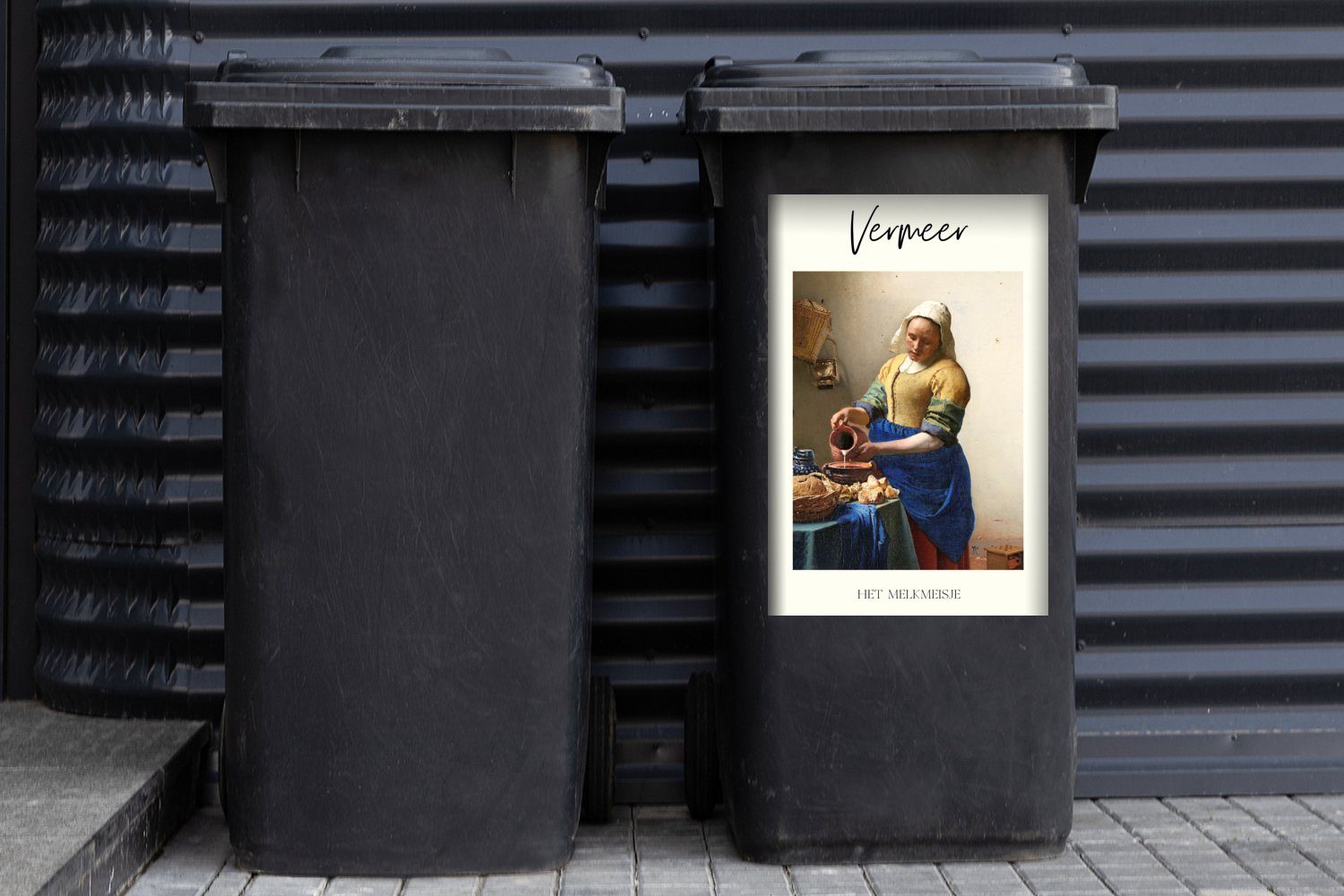 Vermeer Abfalbehälter Das Wandsticker Mülltonne, - St), - Container, (1 Johannes MuchoWow Mülleimer-aufkleber, Meister Milchmädchen Alte Sticker,
