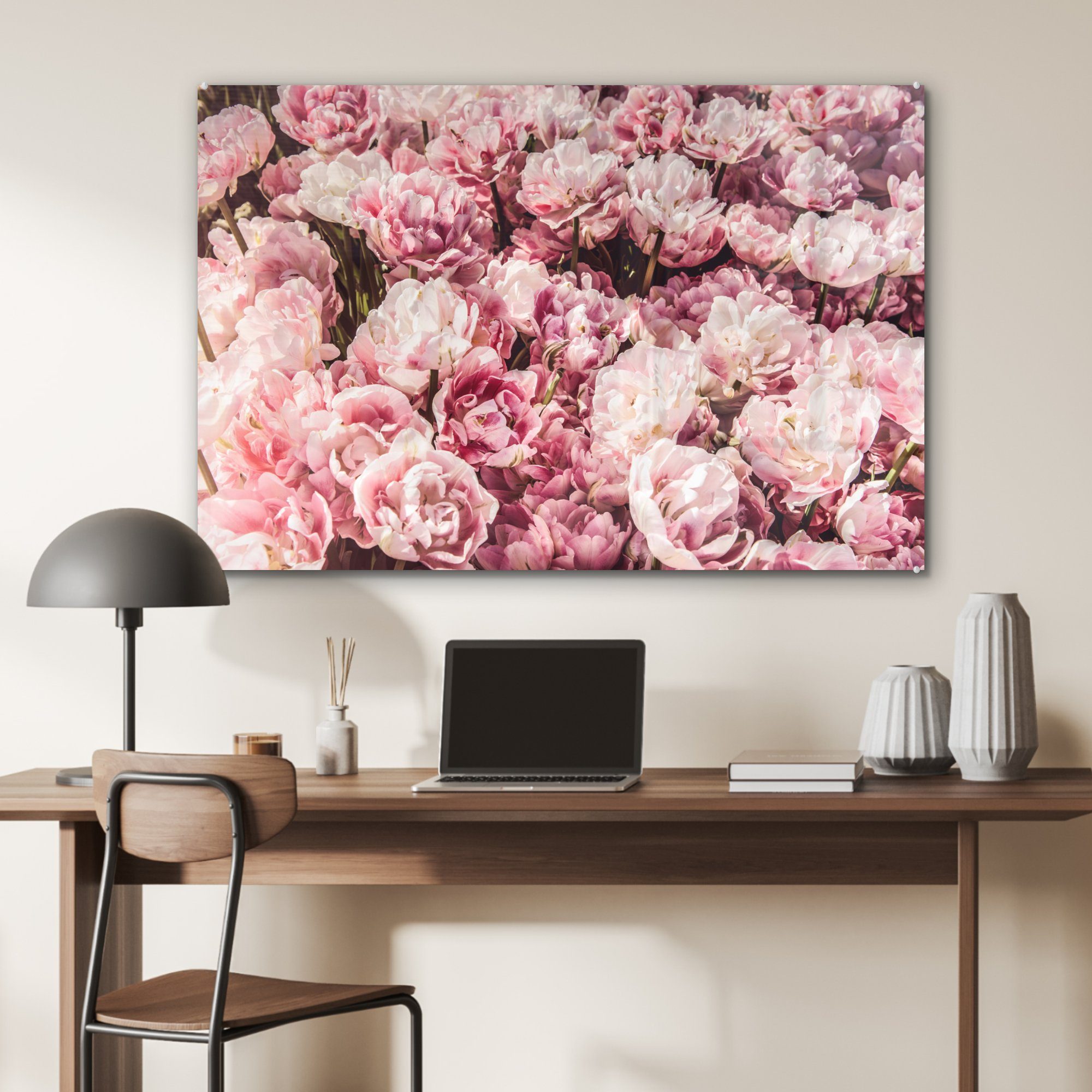 - Acrylglasbilder Blumen St), Natur Rosa, - MuchoWow (1 & Acrylglasbild Wohnzimmer Schlafzimmer