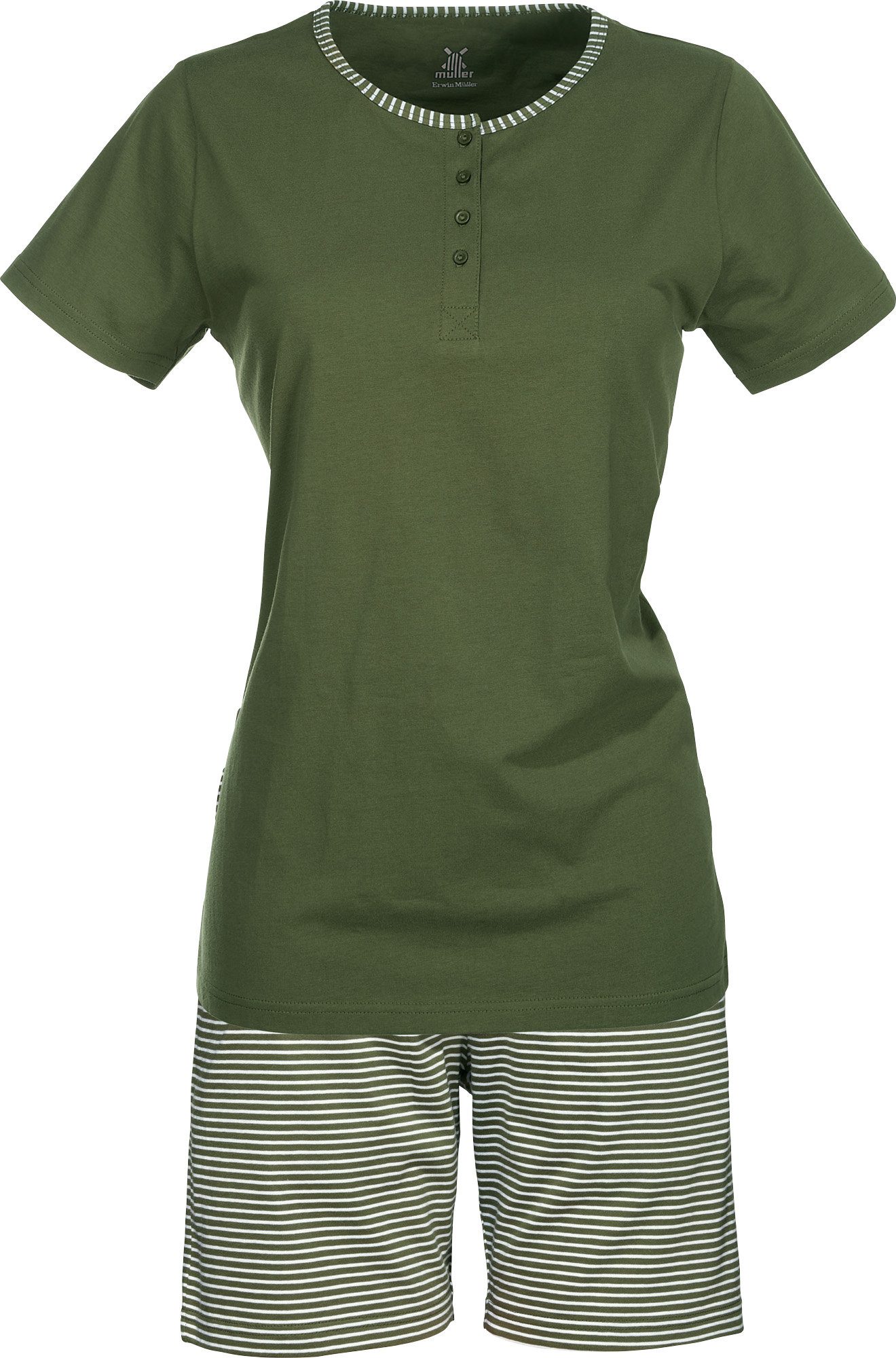 Erwin Müller Pyjama Damen-Shorty Single-Jersey Streifen: günstig online kaufen