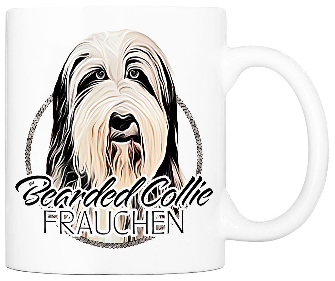 330 Hundefreunde, Keramik, für beidseitig - Hunderasse, FRAUCHEN bedruckt, handgefertigt, Tasse mit Kaffeetasse BEARDED Geschenk, Cadouri COLLIE ml