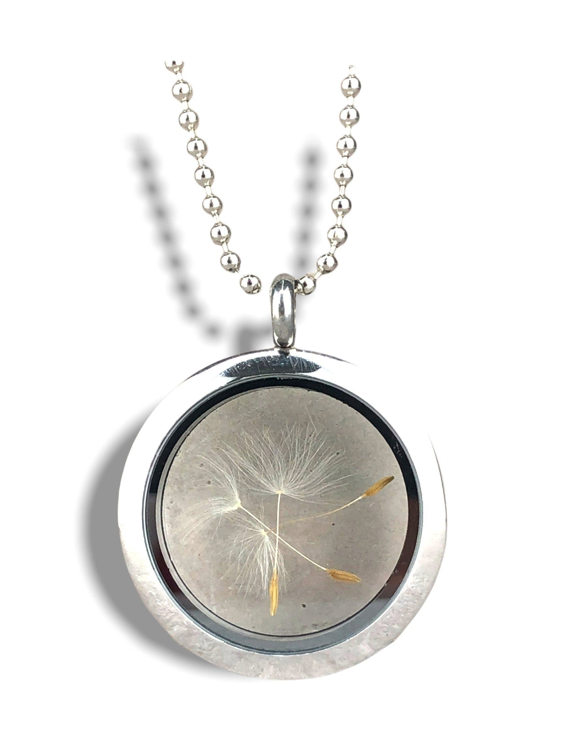 MadamLili Kette mit Anhänger Echte Pusteblumen Medaillon Kugelkette - Natur günstig online kaufen