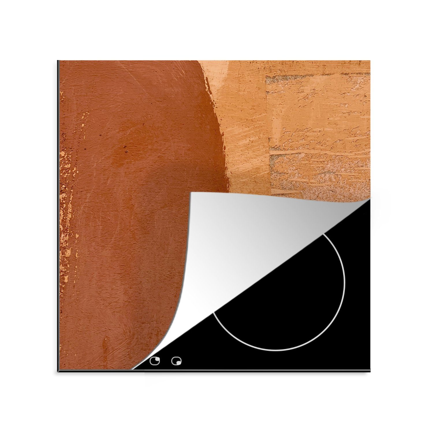 Ceranfeldabdeckung, Terrakotta Arbeitsplatte Nahaufnahme Vinyl, für 78x78 cm, aus tlg), küche MuchoWow Natur, der Herdblende-/Abdeckplatte von (1