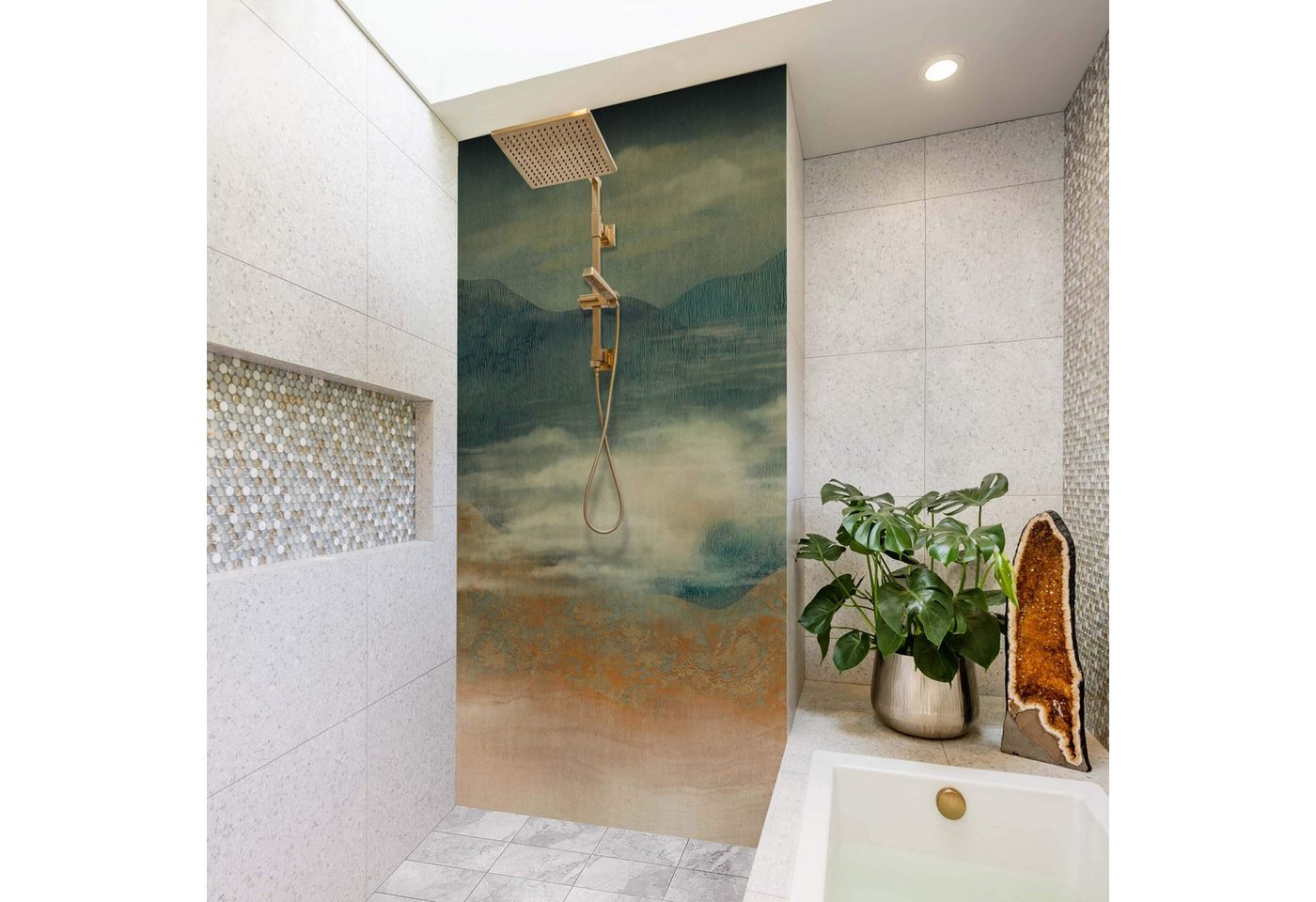 Thumbnail - Bilderdepot24 Badrückwand Natur braun Duschrückwand ohne Bohren Dusche, (Hartfolie matt » Selbstklebend PREMIUM 0,61 mm)...