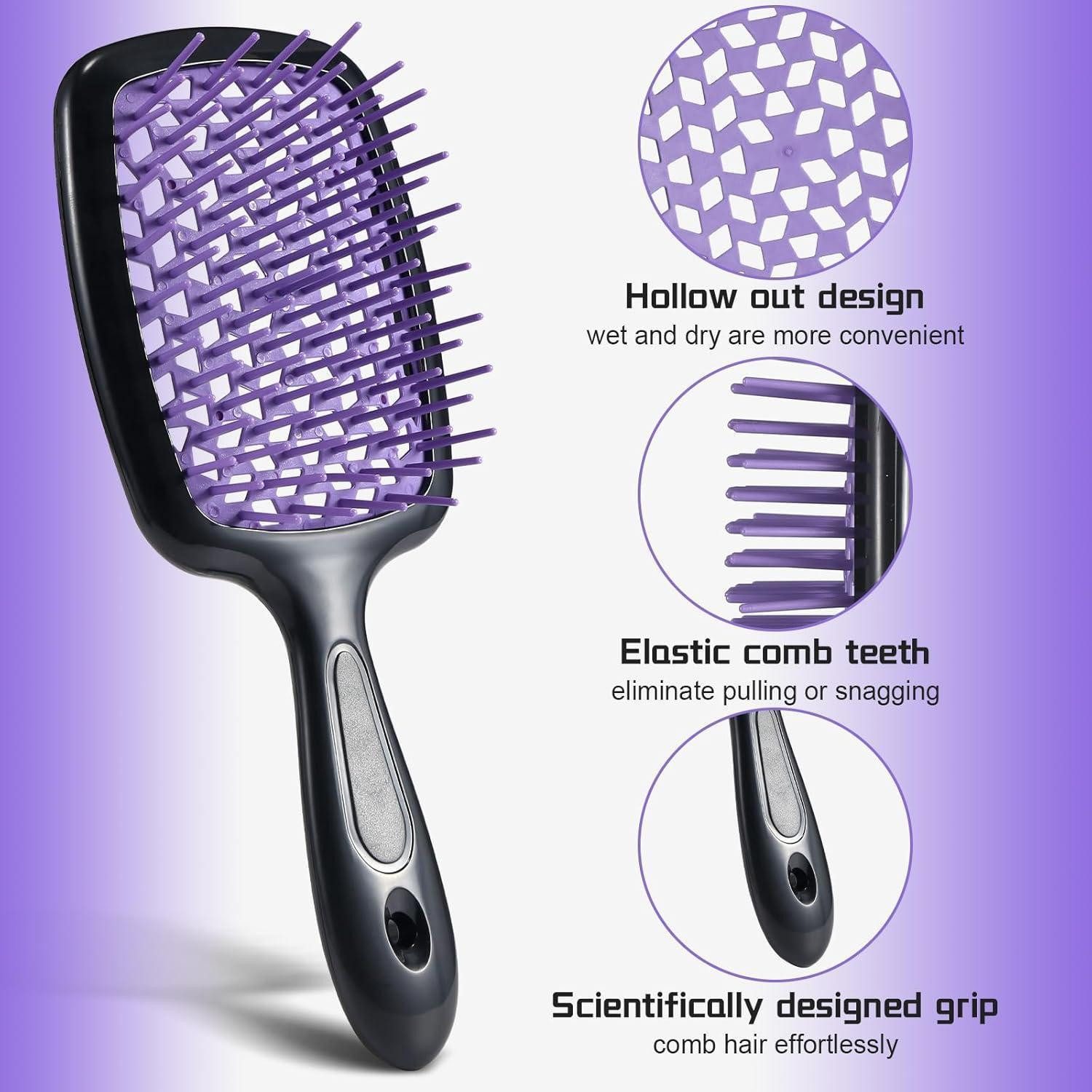 LuxusKollektion Haarbürste 2er Pack Haarbürsten Naturhaar Entwirrbürsten für Lockiges Haar