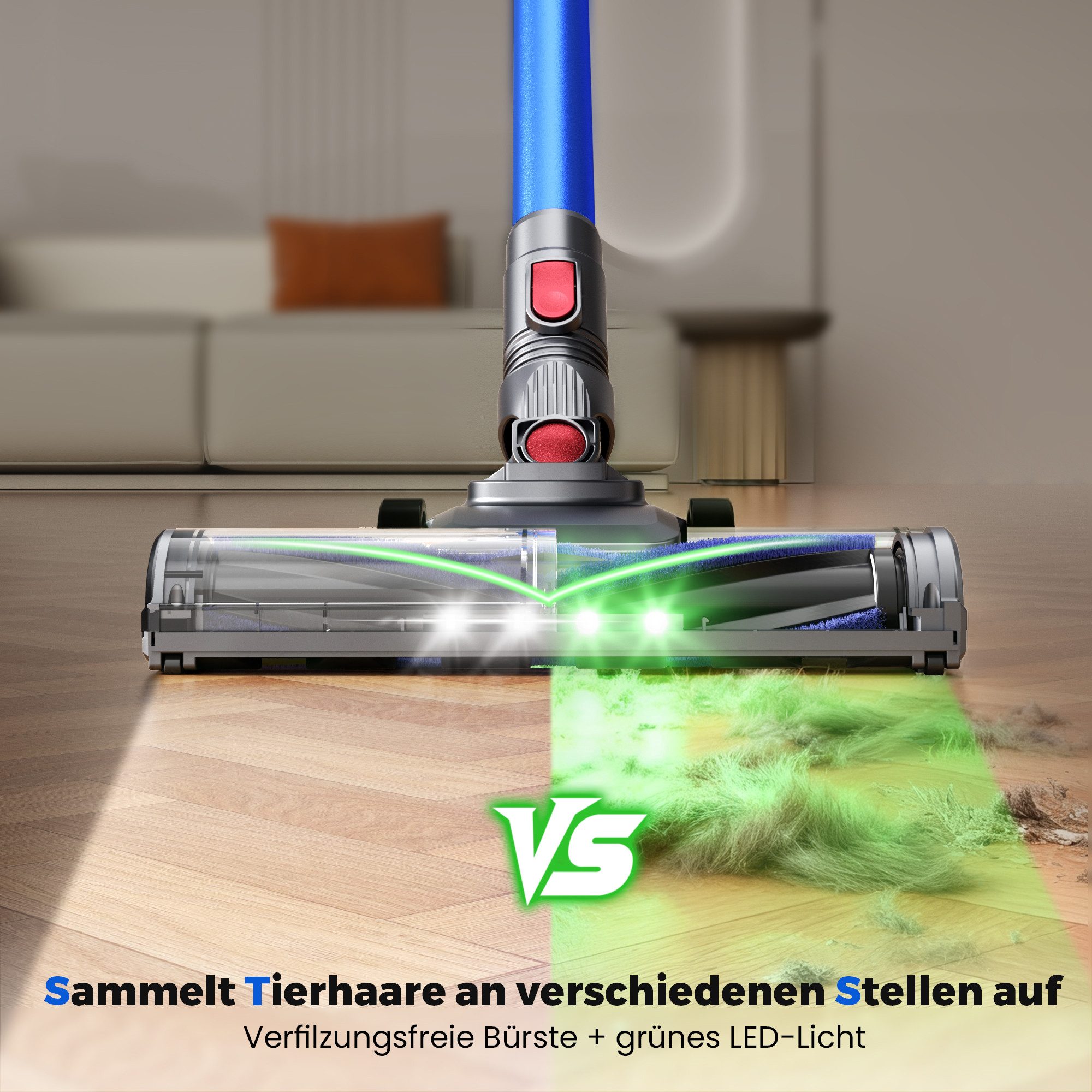 INSE Akku-Handstaubsauger N15 kabelloser Staubsauger–1,2L großer Staubbehälter,45 Min. Laufzeit, 130 W, beutellos, grünes LED-Licht,90°+180° schwenkbarer Kopf,8-in-1 Zubehör