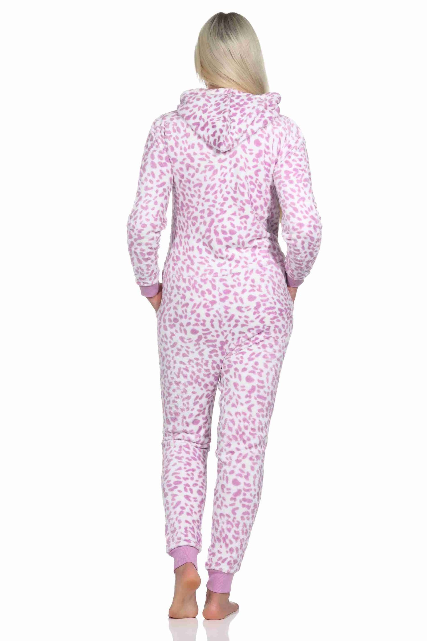 Normann Pyjama Damen Schlafanzug Einteiler Jumpsuit Overall aus Coralfleece – Bild 4 von 4