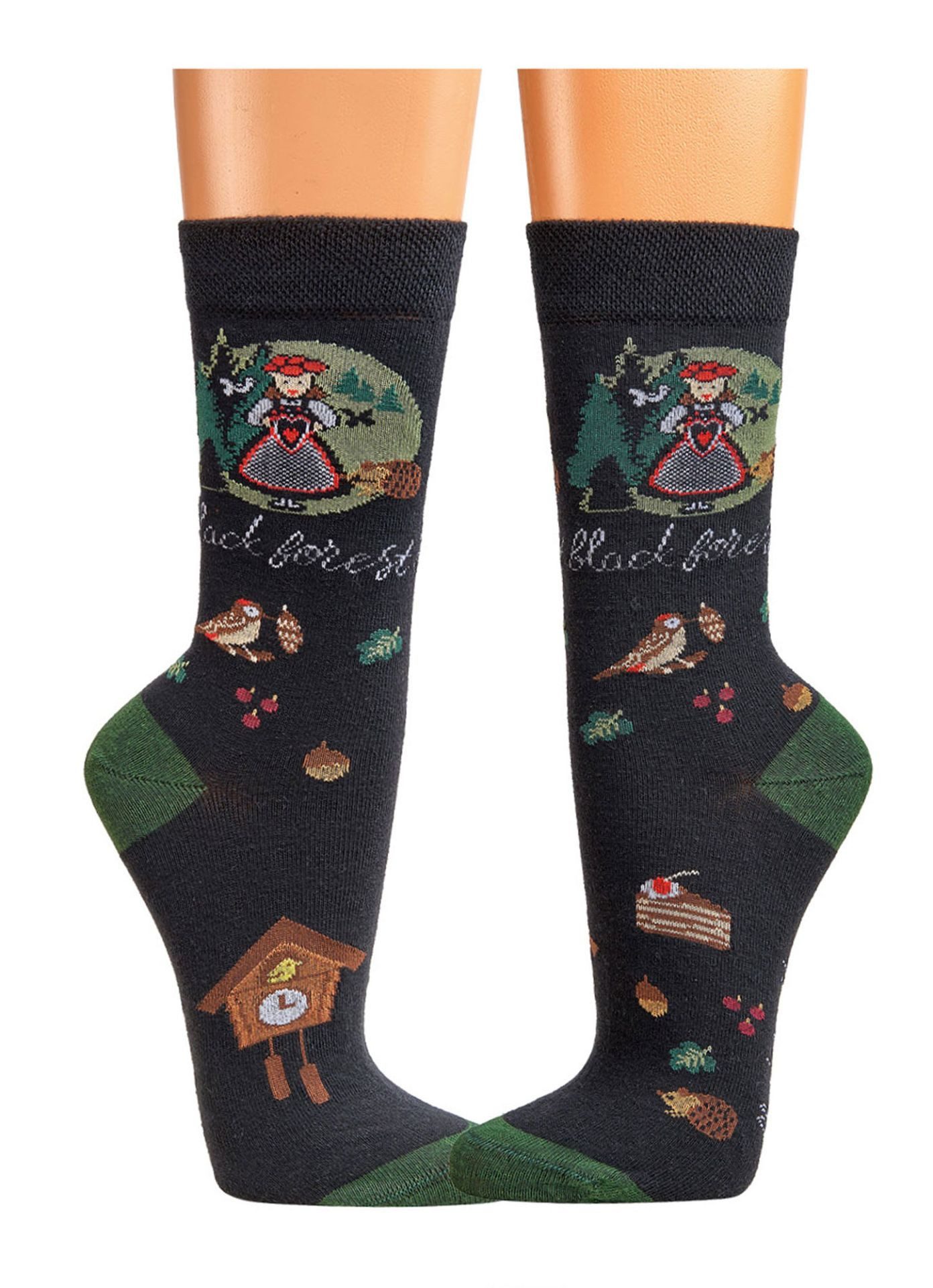 Freizeitsocken 2 Paar Schwarzwald Fun Socken, Unisex Baumwollsocken, handgekettelt