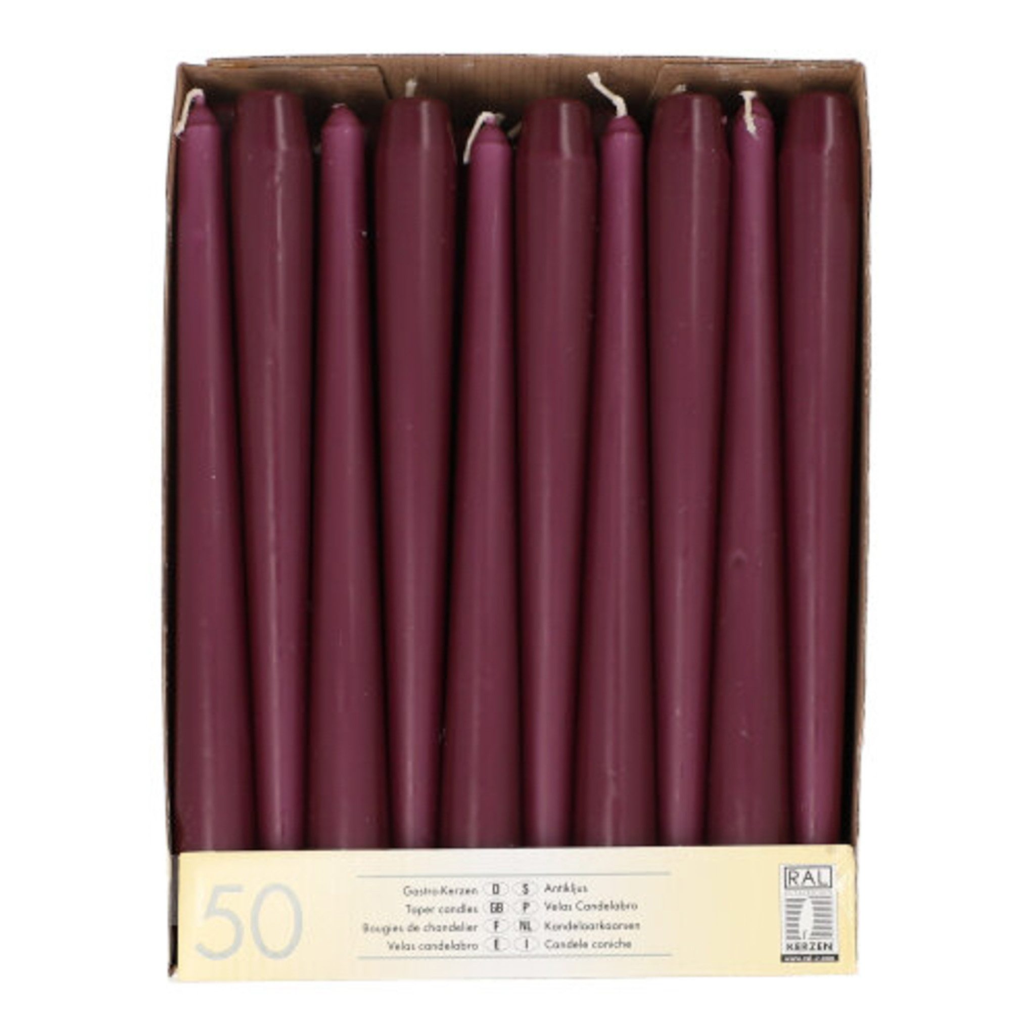 PAPSTAR Spitzkerze, Spitzkerzen 2,2x25cm 50 Stück Beere
