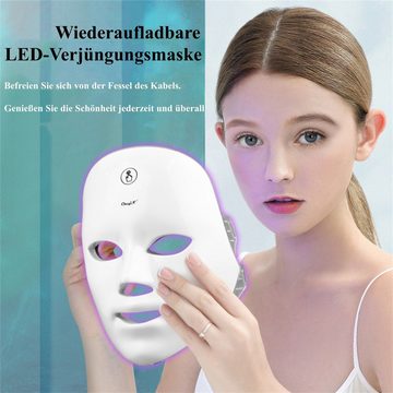 CkeyiN Gesichtsmaske 7-Farben-LED-Gesichtsmaske Rechargebale, Anti-Aging, Hautstraffung, Faltenstraffung