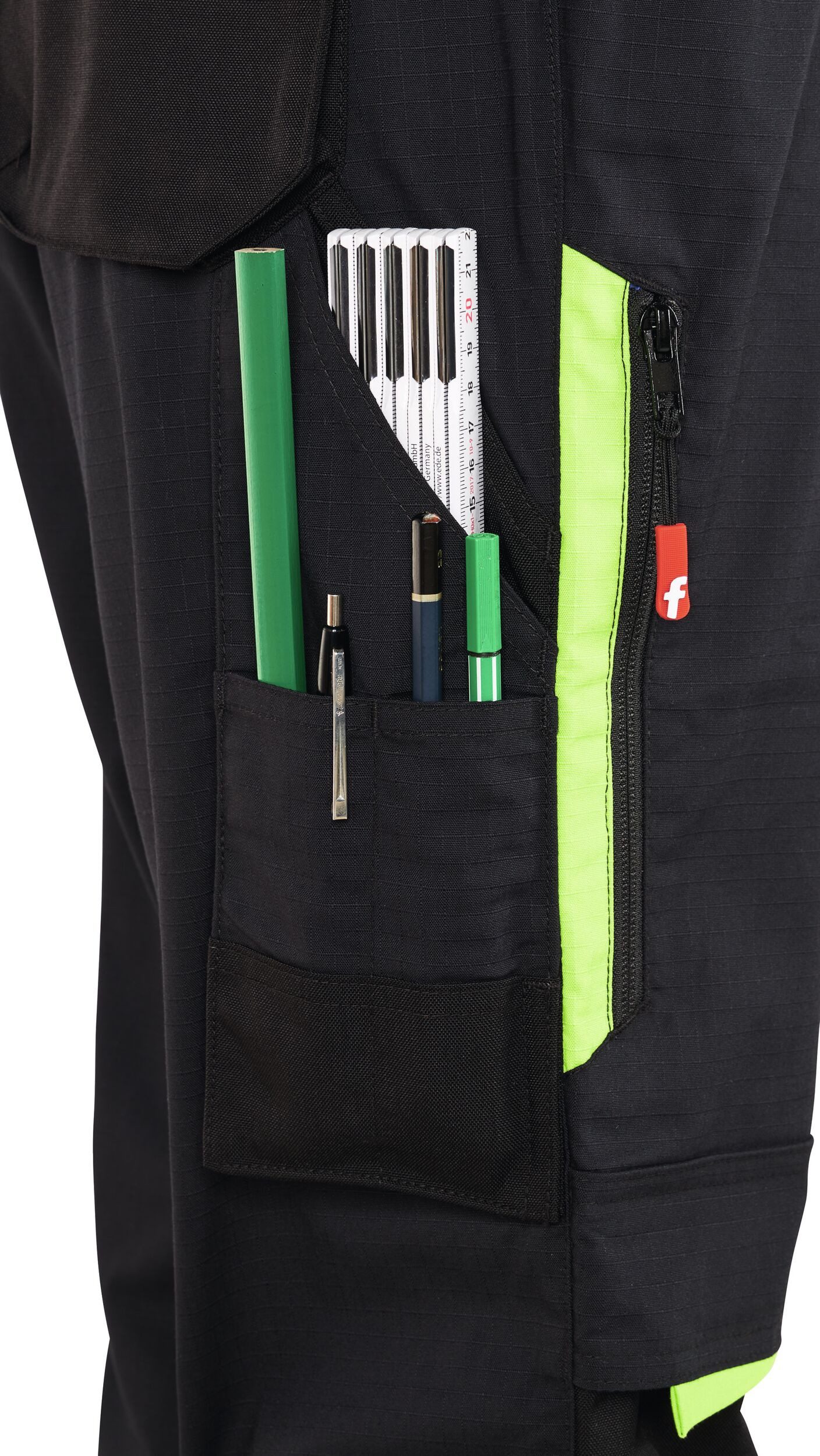 fortis Arbeitsbundhose Herren-Bundhose Performance schwarz/lime