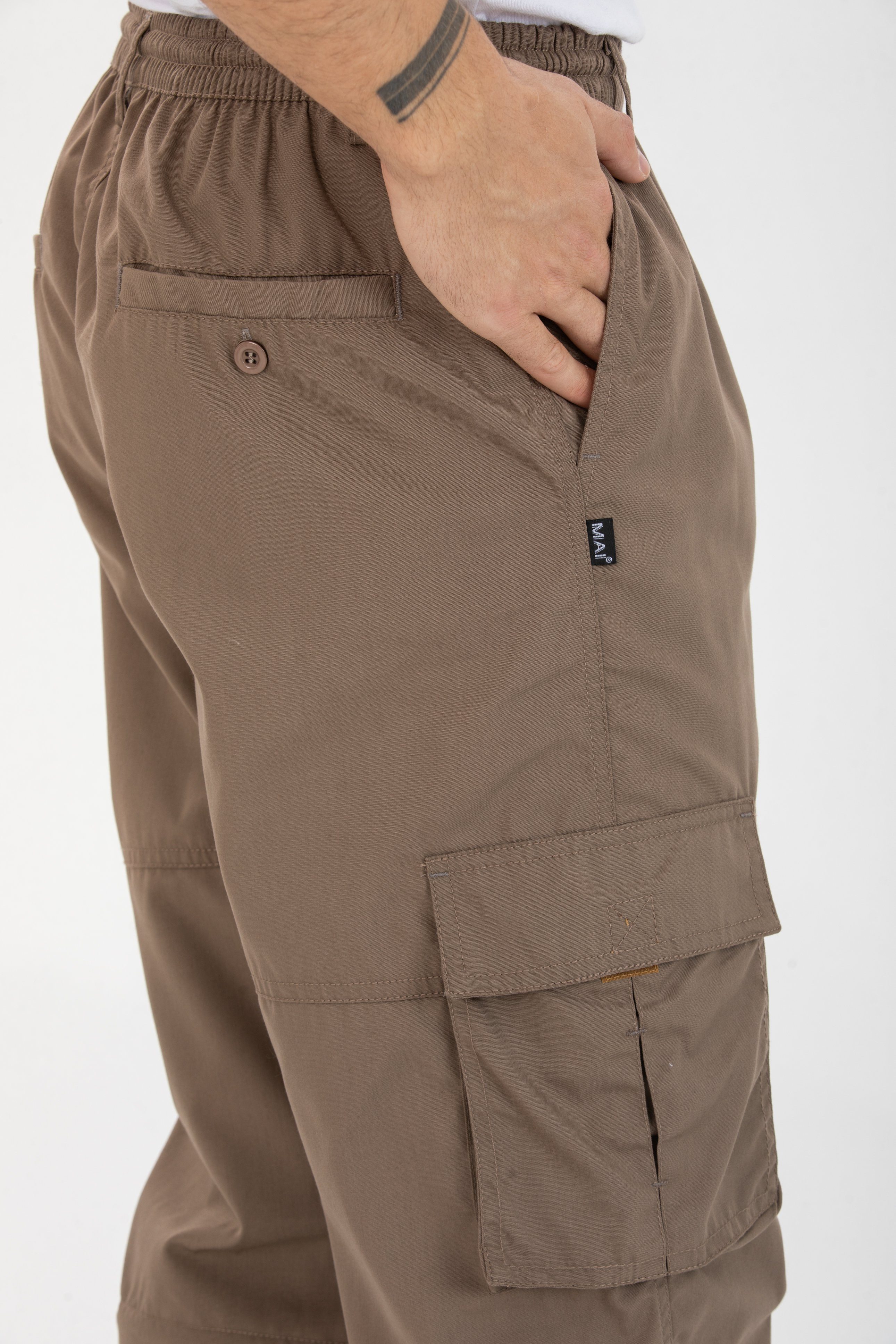 Kendindza Collection Cargohose Herren Zipp Off Cargohose Dehnbund Arbeit Hose Rangerhose Cargo Hose Gummibund elastisch, abnehmbare Beine, 6 Taschen – Bild 5 von 5