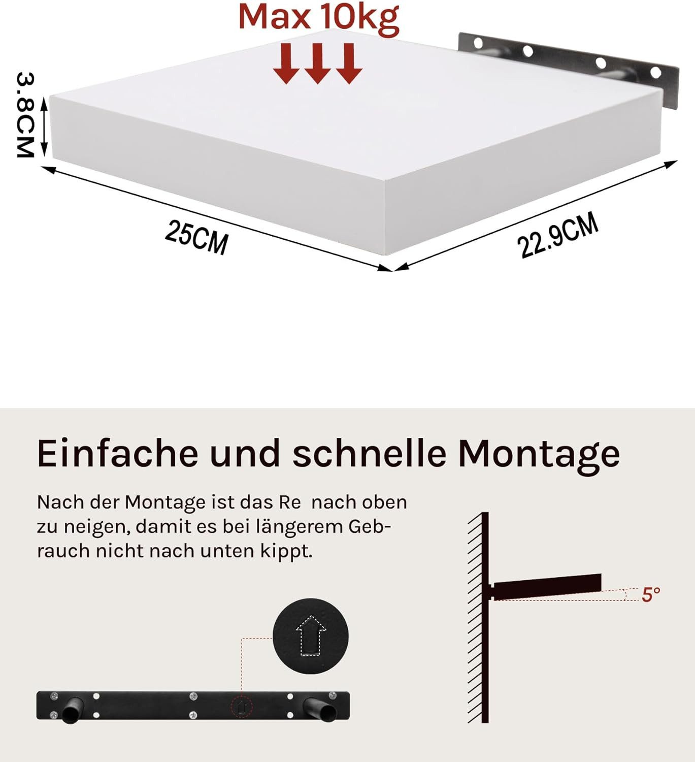 Woltu Wandboard, 1-tlg., Wandregal Holz Schweberegal Regal für Bücher günstig online kaufen