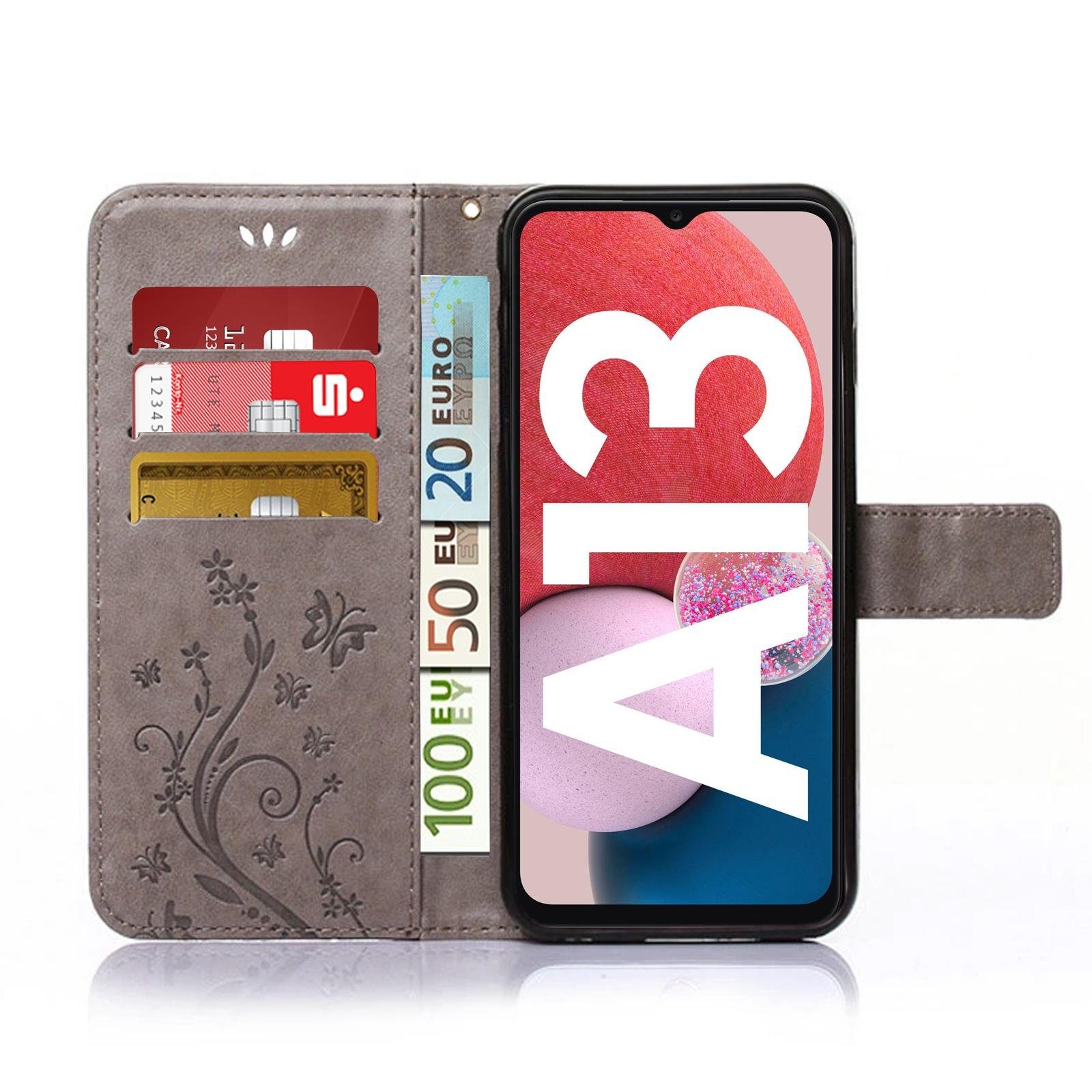 Numerva Handyhülle Bookstyle Flower Handytasche Schutzhülle für Samsung Galaxy A13, Klapphülle Flip Cover Case
