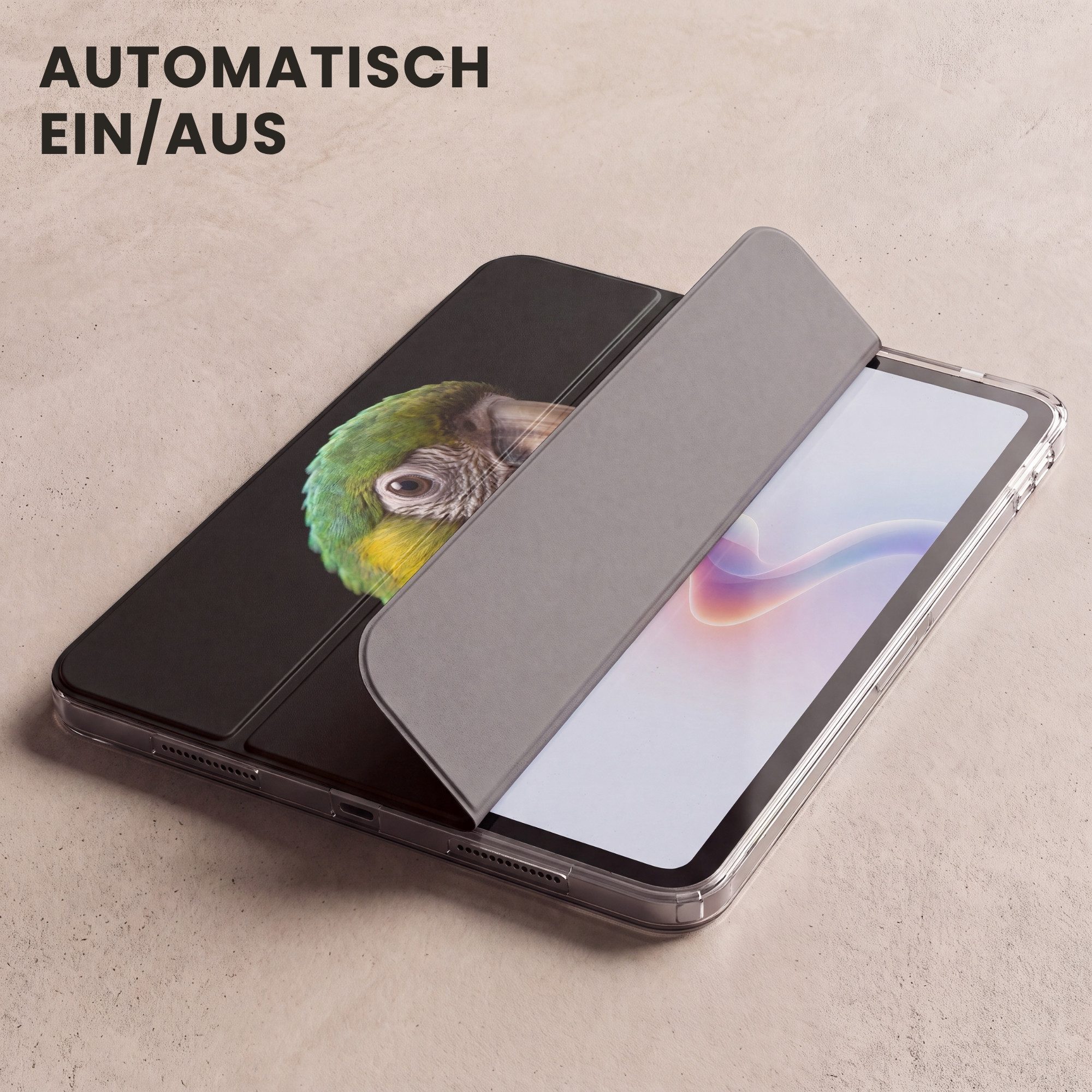 OnlyWow Tablet-Hülle Apple iPad Air 2025 13 inch Ara - Porträt - Grün, Smart Cover, Klapphülle, Stoßfest, Bunt