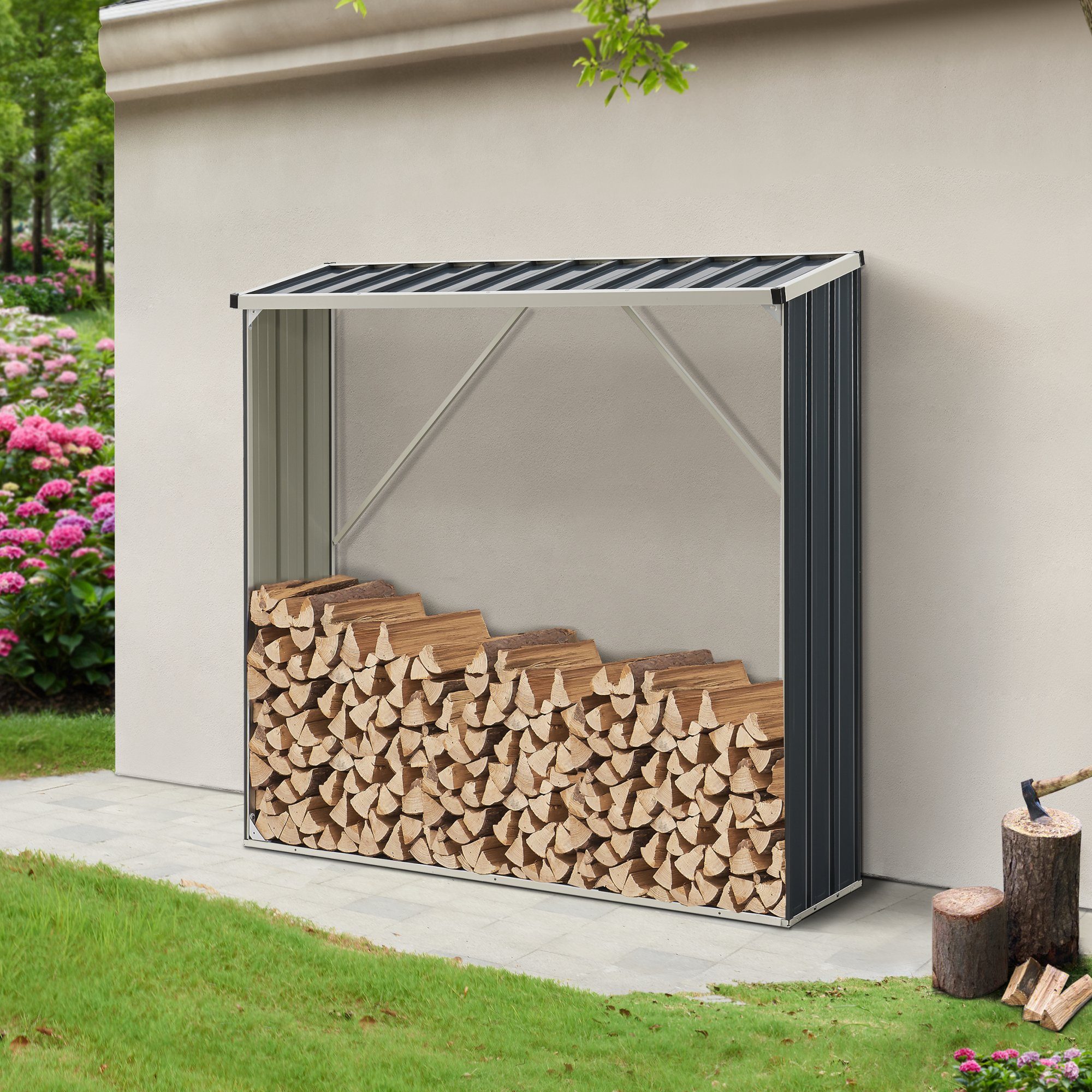 casa.pro Kaminholzregal, BxTxH:155x45x157 cm, »Kalmar« Brennholzunterstand günstig online kaufen