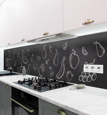 MyMaxxi Dekorationsfolie Küchenrückwand Kreide Früchte auf Tafel selbstklebend