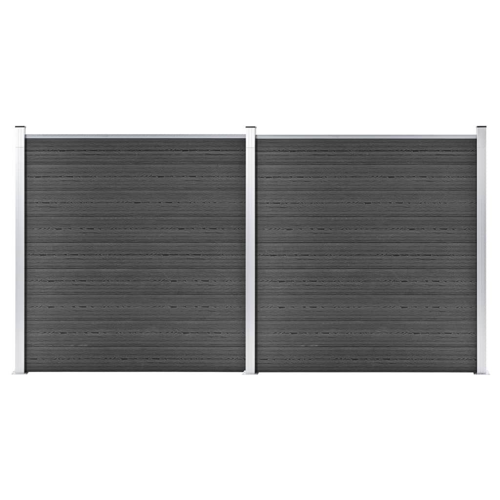 vidaXL Gartenzaun Zaunelement Set WPC 353x186 cm Schwarz, (1-St)