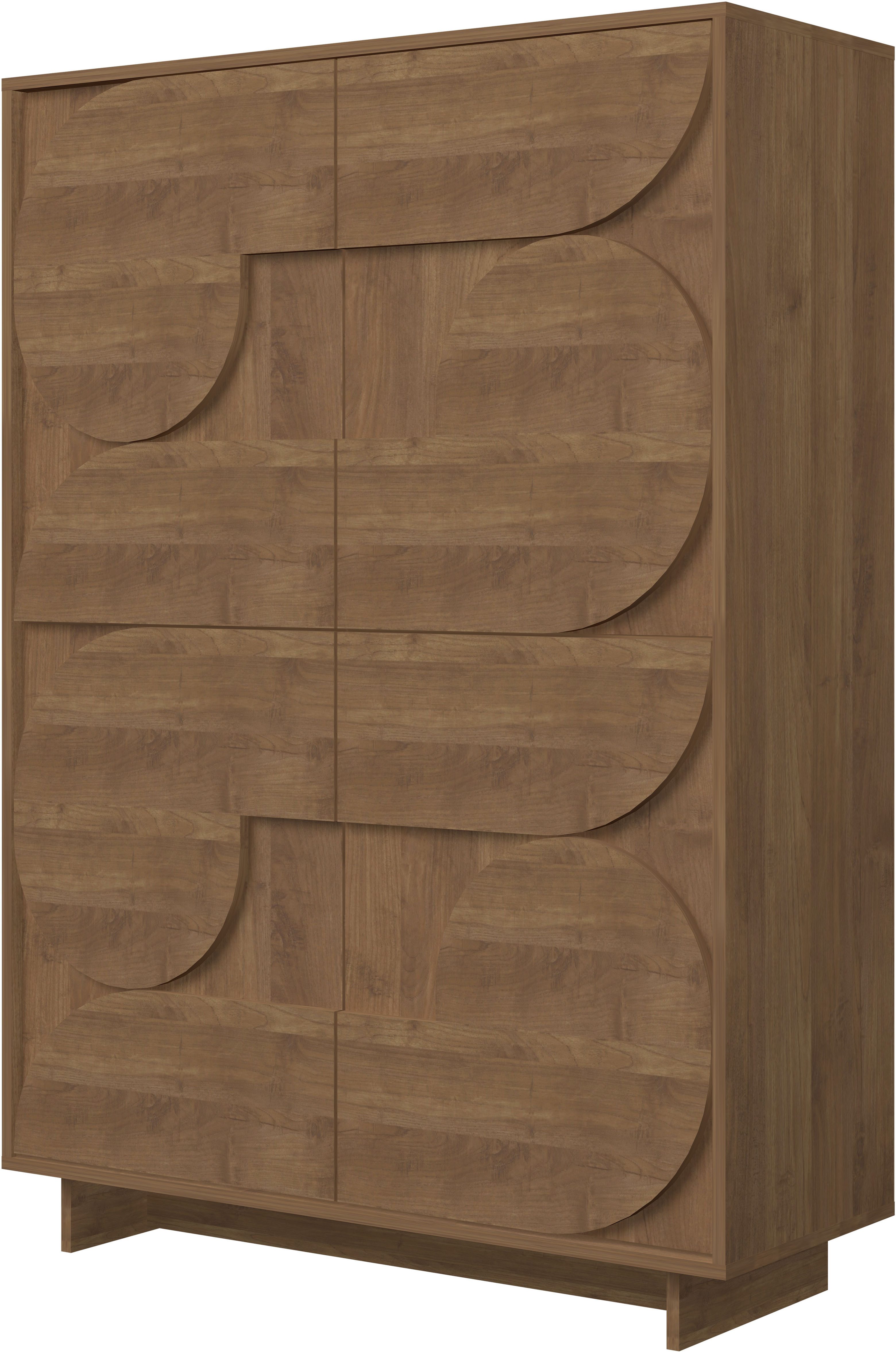 Home affaire Highboard Zen, B/H 105/147 cm, 4 Türen, Hochkommode, Stauraumschrank, Push-to-open, 3D-Fronten, Mercure-Holzstruktur, viel Stauraum