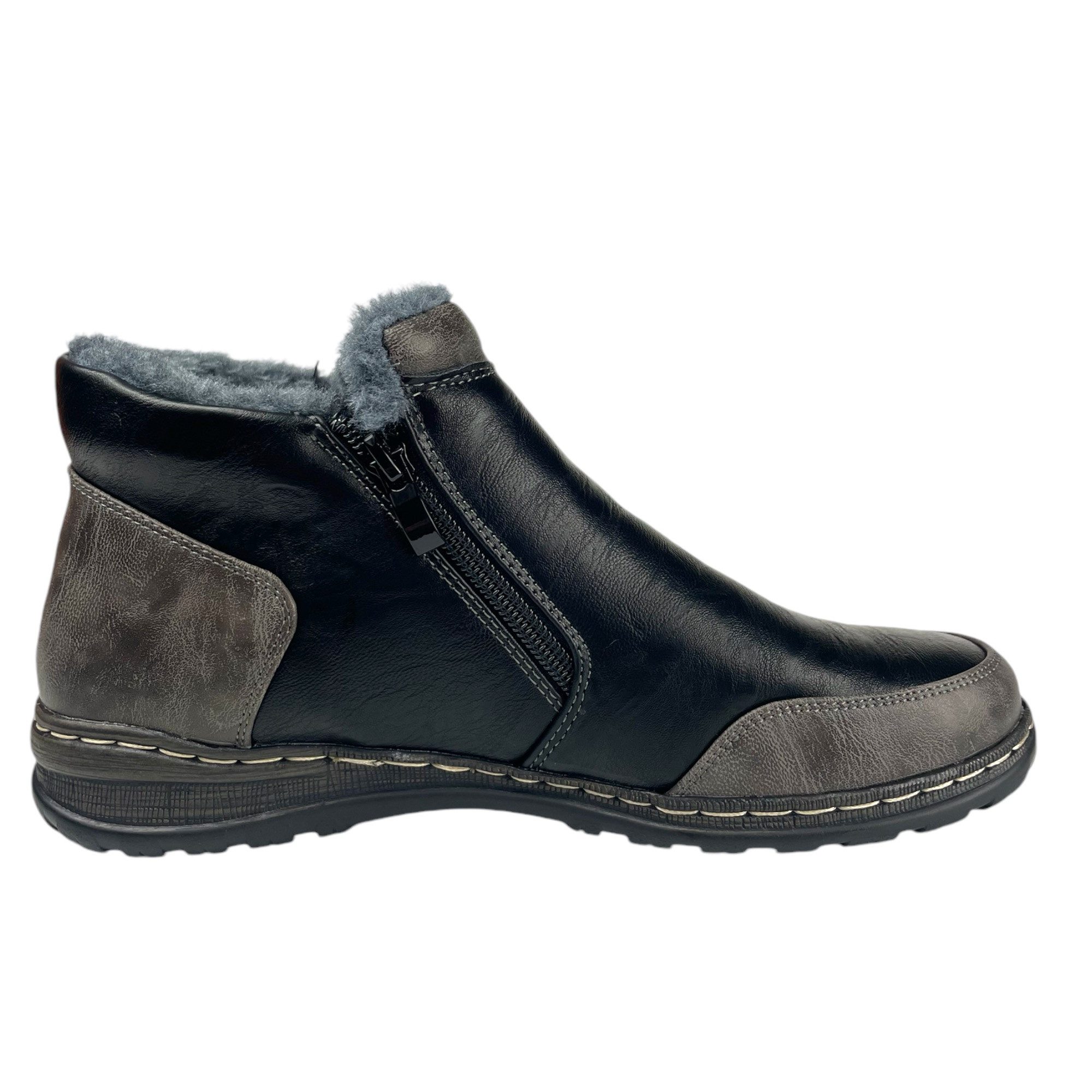Taschen4life Damen Stiefelette 9680 Stiefelette 2 farbig, warm gefüttert, 2x Reißverschluss