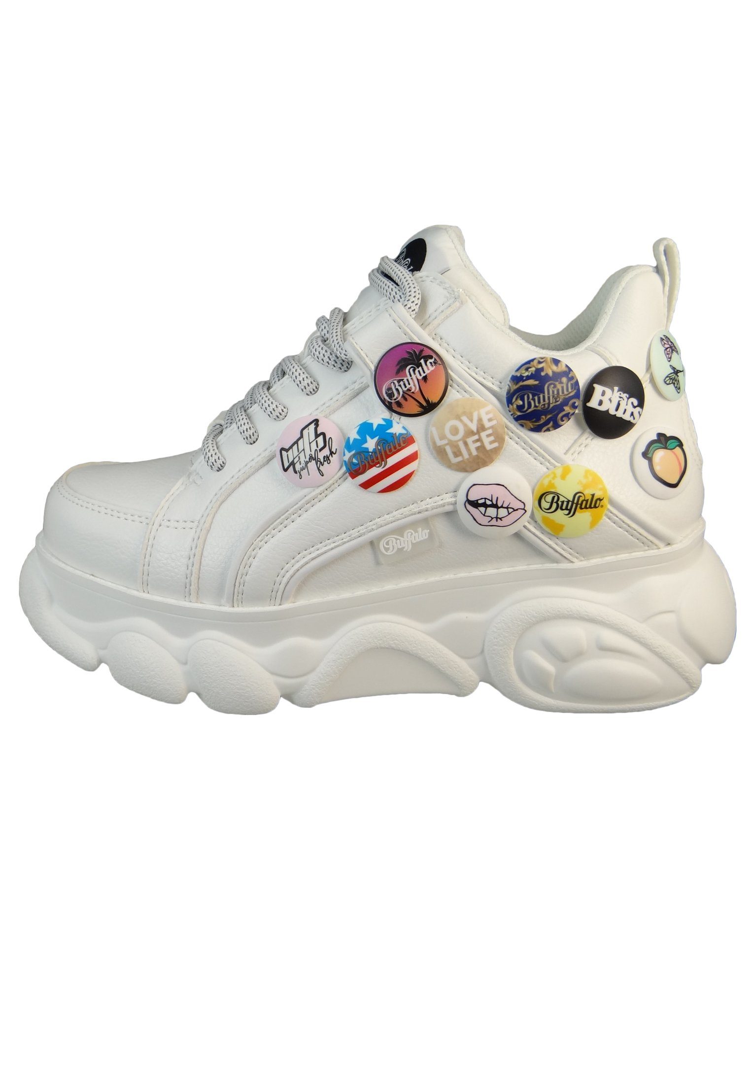 White 1630884 Sneaker Top Buffalo Low CLD Corin Button