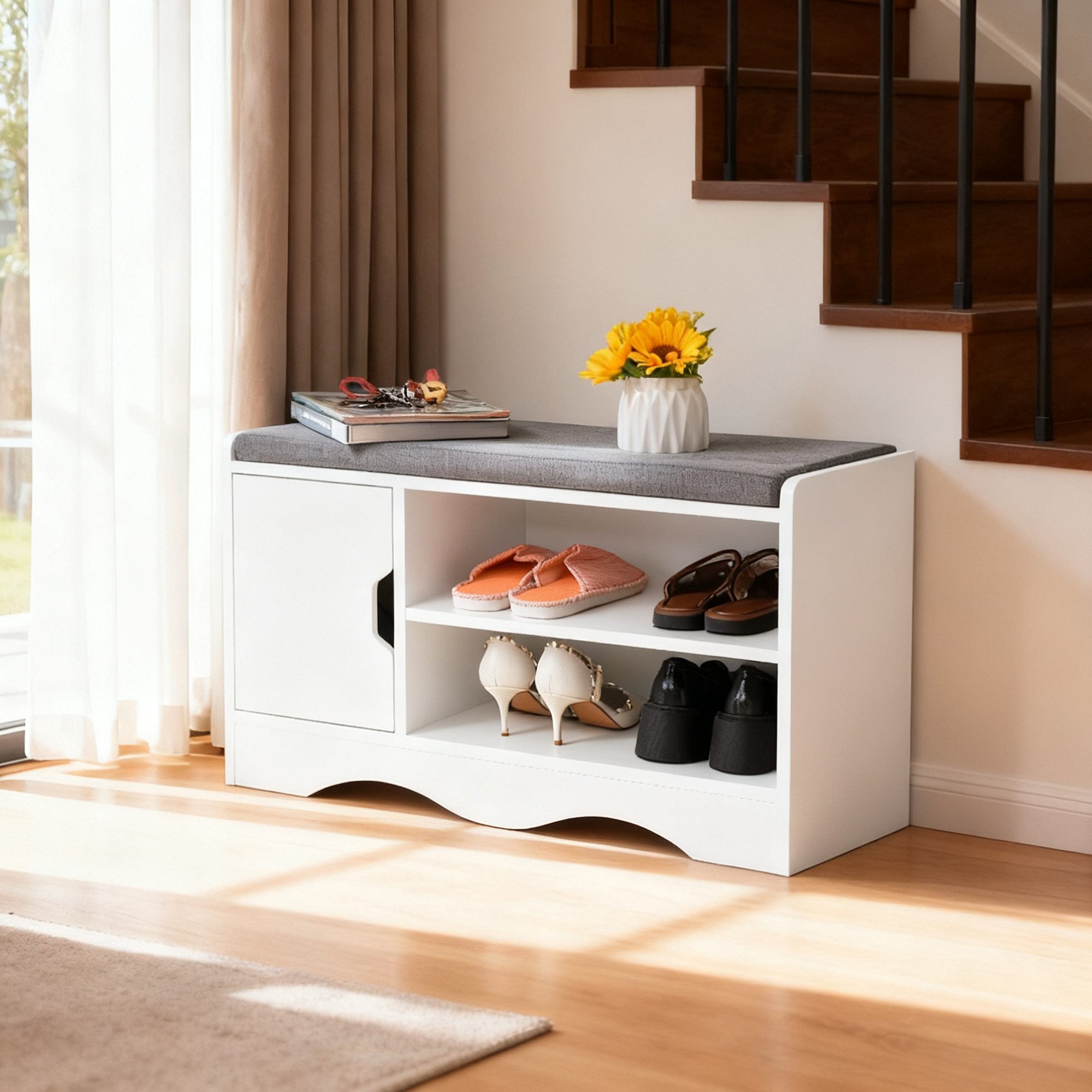JOIVI Schuhbank Schuhregal mit Stauraum&Sitzfläche