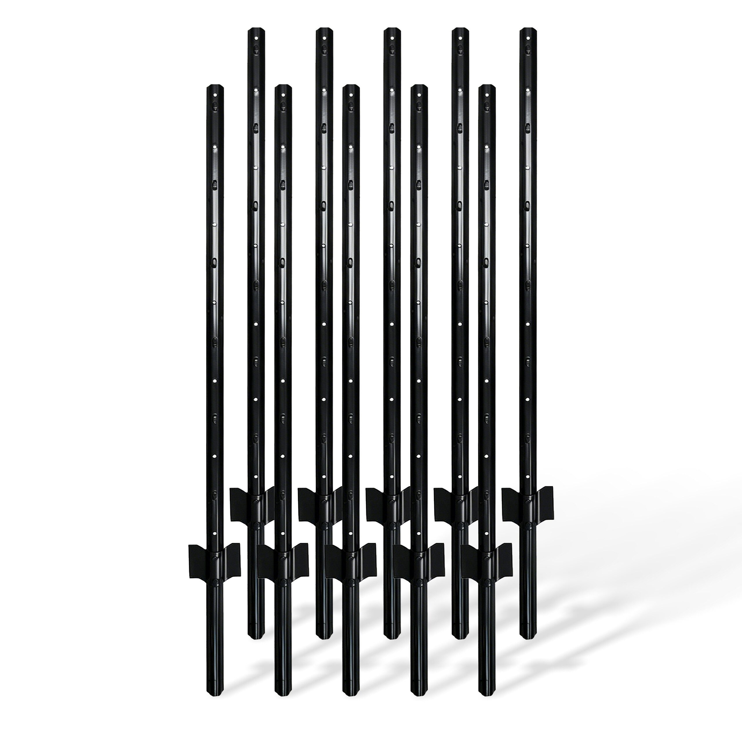 relaxdays Zaunpfosten für Drahtzaun im 10er Set, schwarz, 90 cm