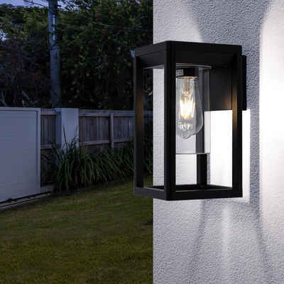 Milchglas Außen Wand Leuchten schwarz/silber Terrassen Haus Tür Einfahrt Lampen 