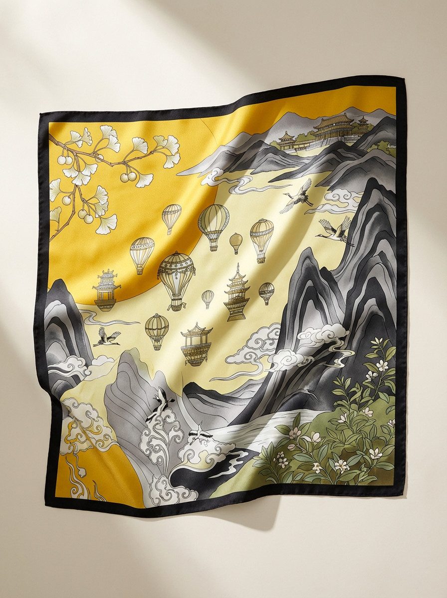 Kleelein Seidentuch Seidentuch 90x90 cm für Damen mit Akrobatik Reiter-Motiven rostrot, (1-teilig), 100% Maulbeerseide, Vintage-Zirkus-Motiv, Luxuriöses Material