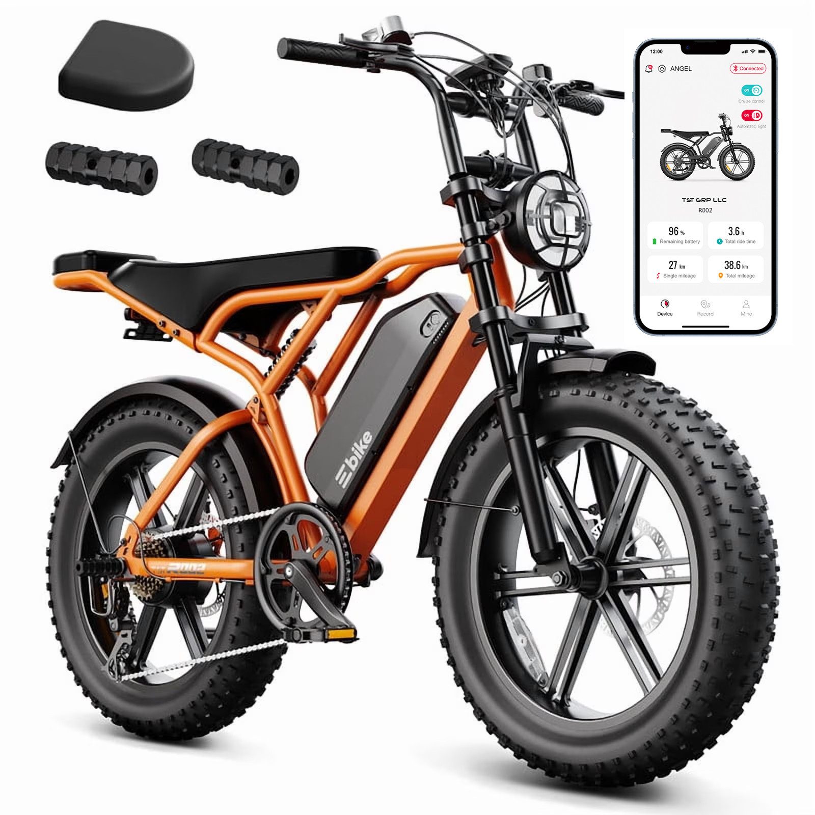 SISIGAD E-Bike Mountainbike 20'' Fat Tire 250W Motor, 48V 15Ah, herausnehmbarem Akku, fatbike, APP, Shimano, Heckmotor, 720 Wh, 7-Gang-Schaltung, 4 Fahrmodi, LCD-Display,Vollfederung,leistungsstark