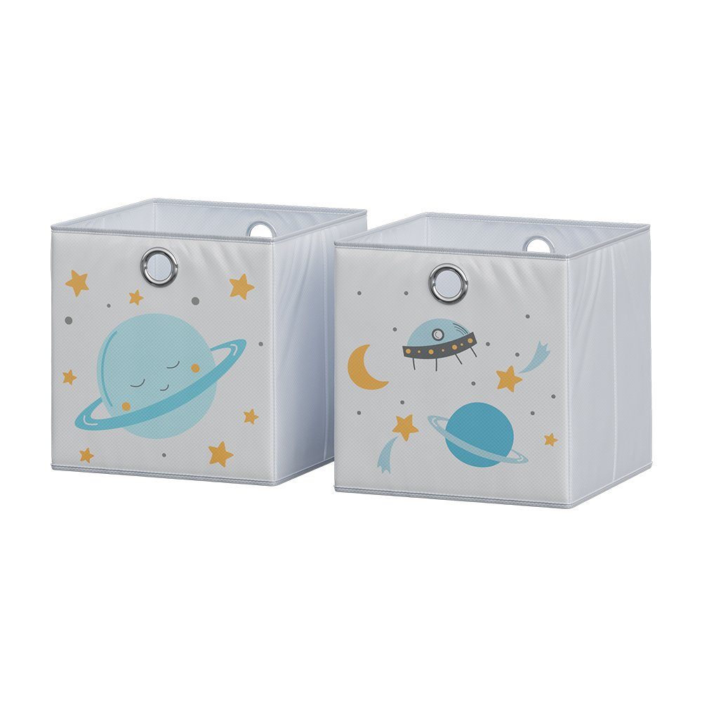 Vicco Faltbox, Grau, 30 x 30 cm (Motiv Weltall)