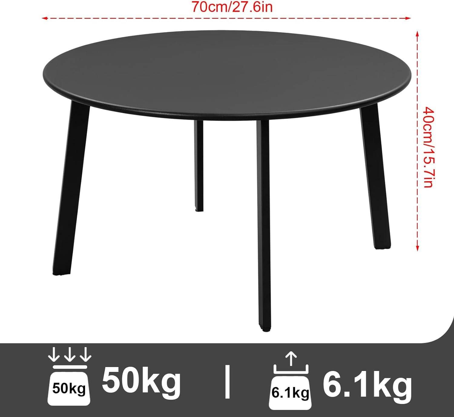 EUGAD Beistelltisch (1-St), rund, Gartentisch φ70xH40 cm, Industrial Design