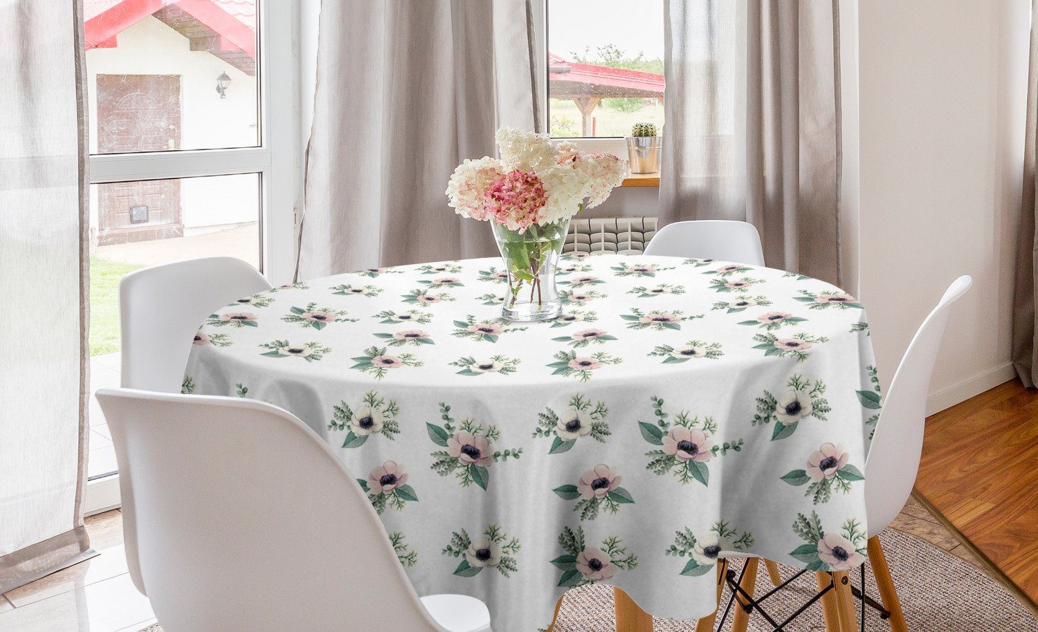 Abakuhaus Tischdecke Kreis Tischdecke Abdeckung für Esszimmer Küche Dekoration, Blumen Anemone Flower Paintings