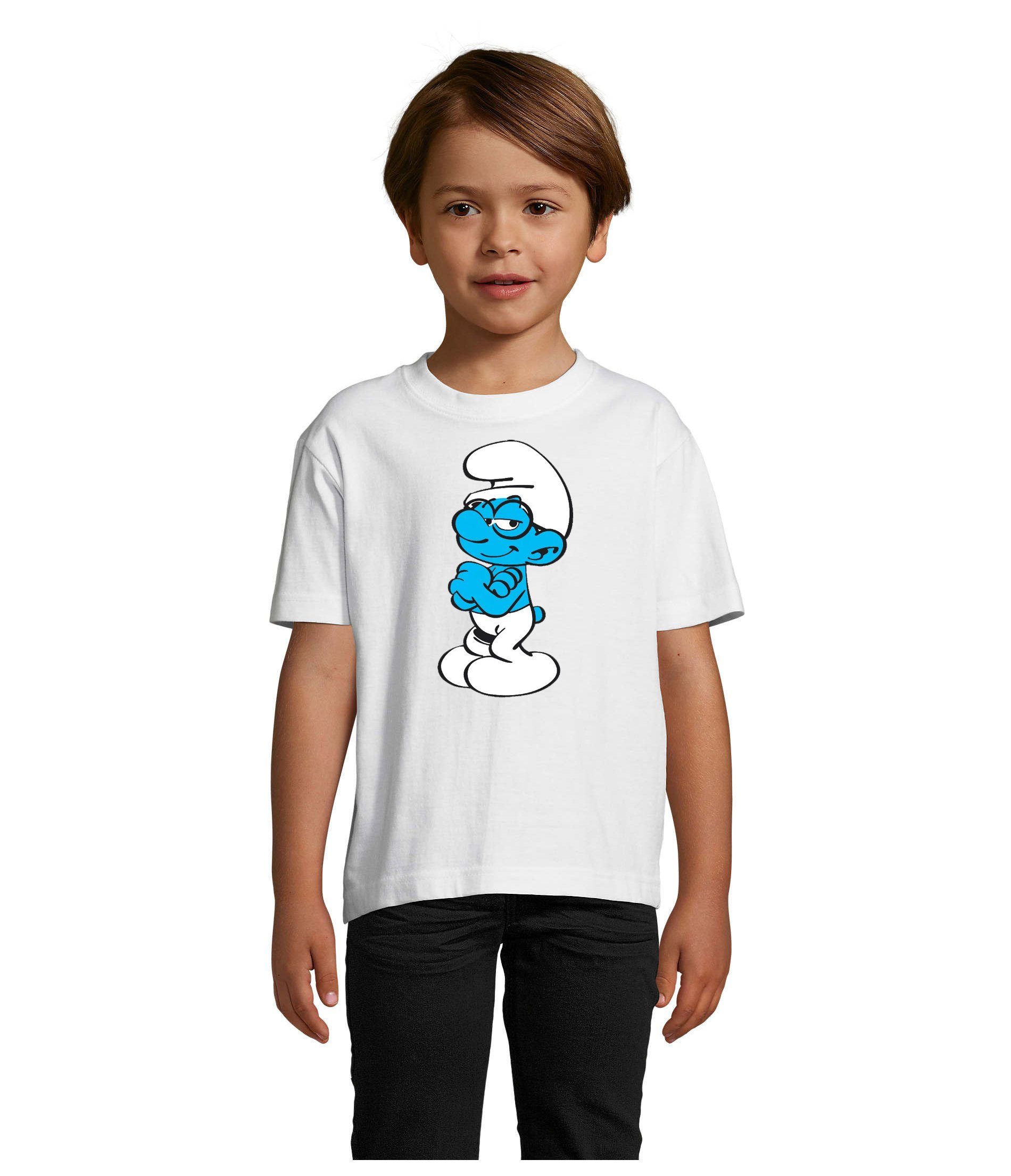 & Schlumpfine Schlumpf Weiss Blondie Schlaubi T-Shirt Schlümpfe Kinder Brownie