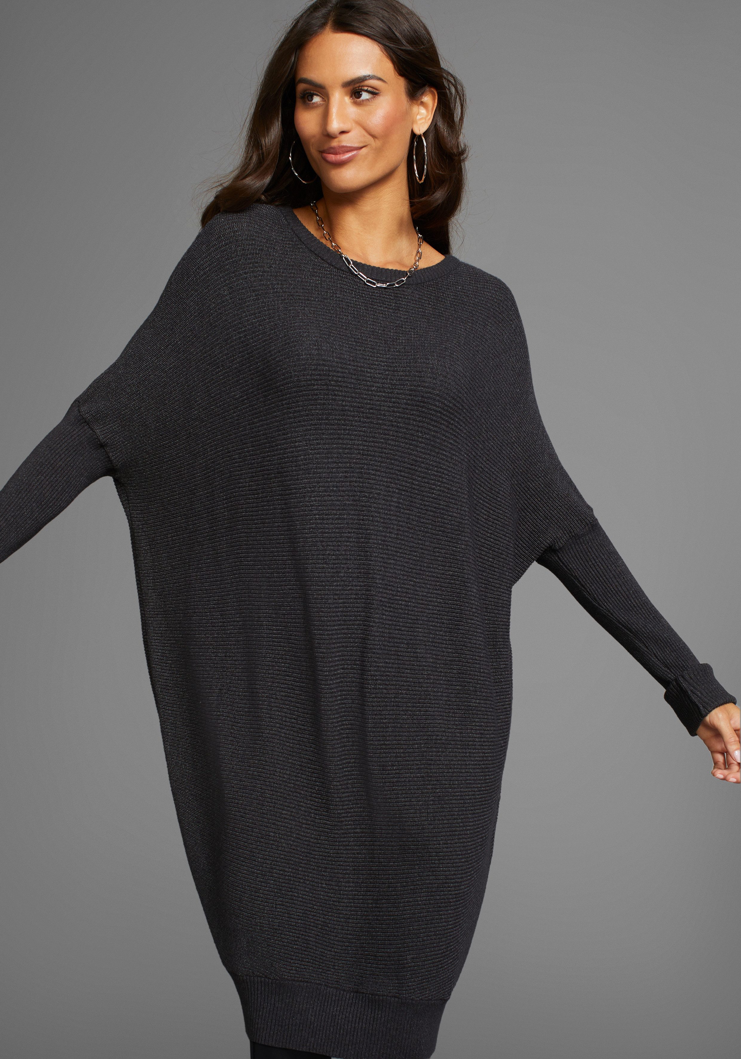 Laura Scott Longpullover in oversized Form mit Rippstruktur günstig online kaufen