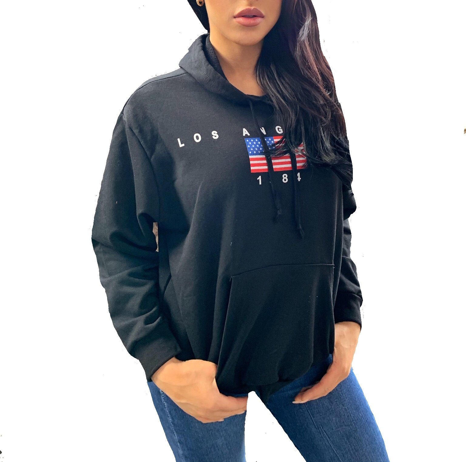 Worldclassca Hoodie Worldclassca Damen Kapuzenpullover LOS Angeles USA Kapuzenshirt Loungewear Sweatshirt Hoodie Langarmshirt Homewear Oberteil Pulli Fitness Sport Blogger NEU