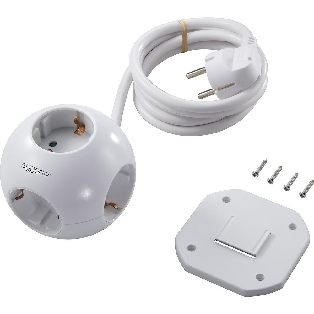 Sygonix 5-fach Steckdosenwürfel, in Globusform SY-4535062 Steckdosenleiste, mit Hängelasche – Bild 3 von 5