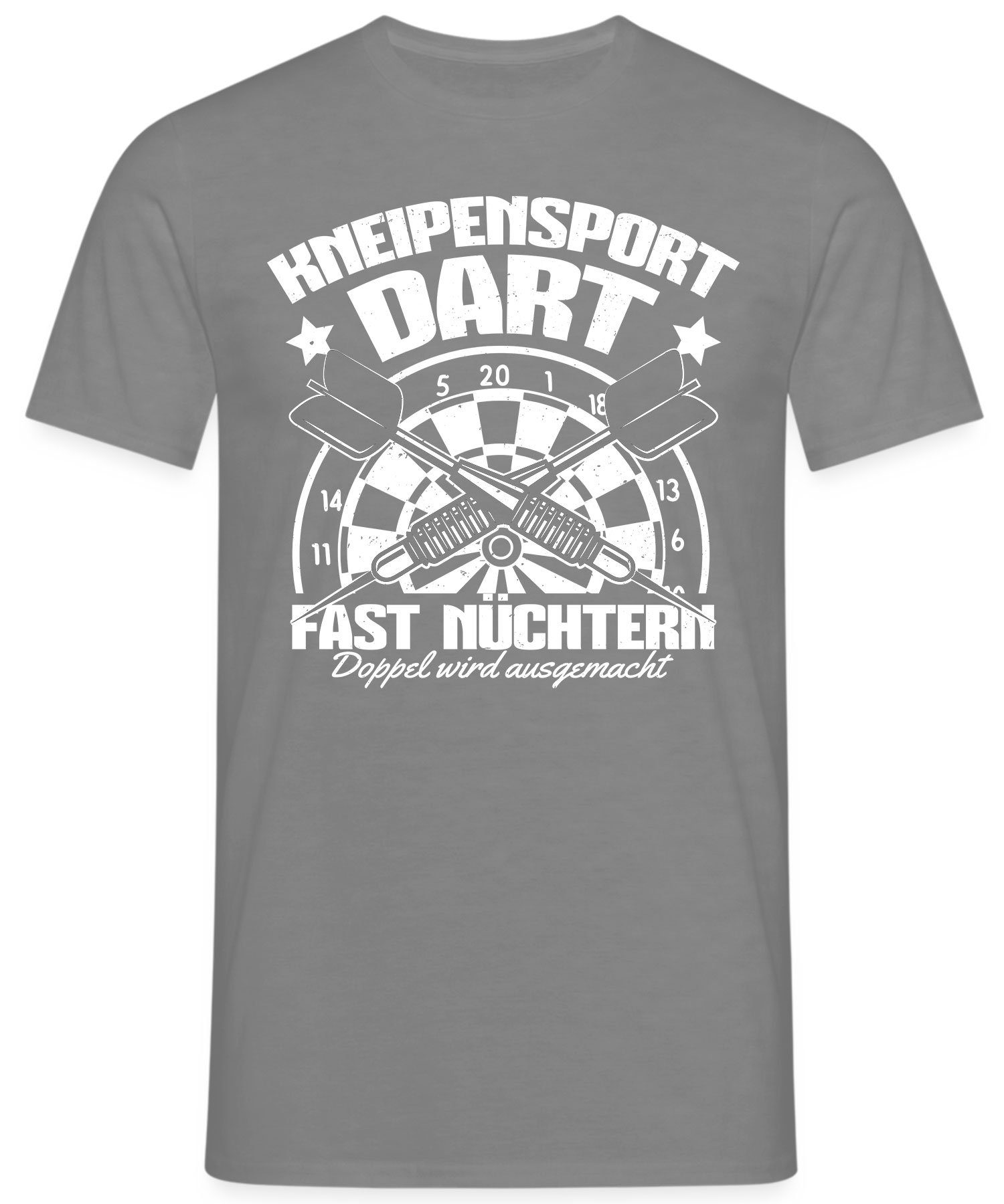 Quattro Formatee Kurzarmshirt Grau (1-tlg) Dart Dartscheibe Kneipensport Heather Dartpfeil - T-Shirt Dartspieler Herren