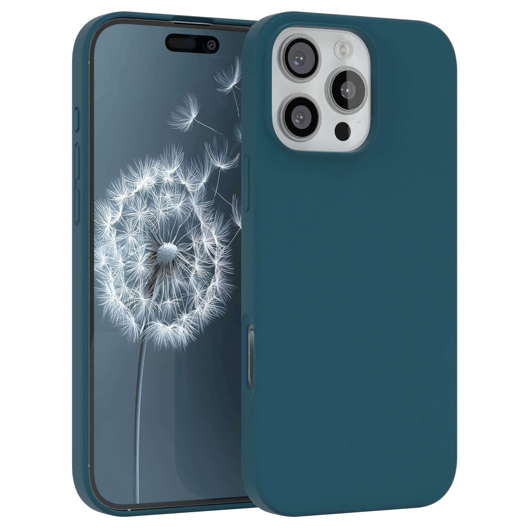EAZY CASE Handyhülle für Apple iPhone 16 Pro Max Premium Silikon 6,9 Zoll, Hülle mit Kameraschutz Bumper Case stoßfest Handy Softcase Petrol