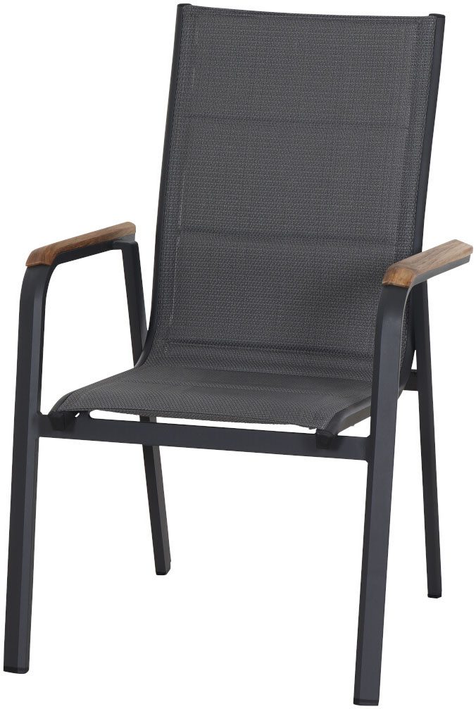 Siena Garden Gartensessel Tesoro Stapelsessel 2er-Set FSC (Set, 2-St), Alu, Textil, Teak FSC 100 %